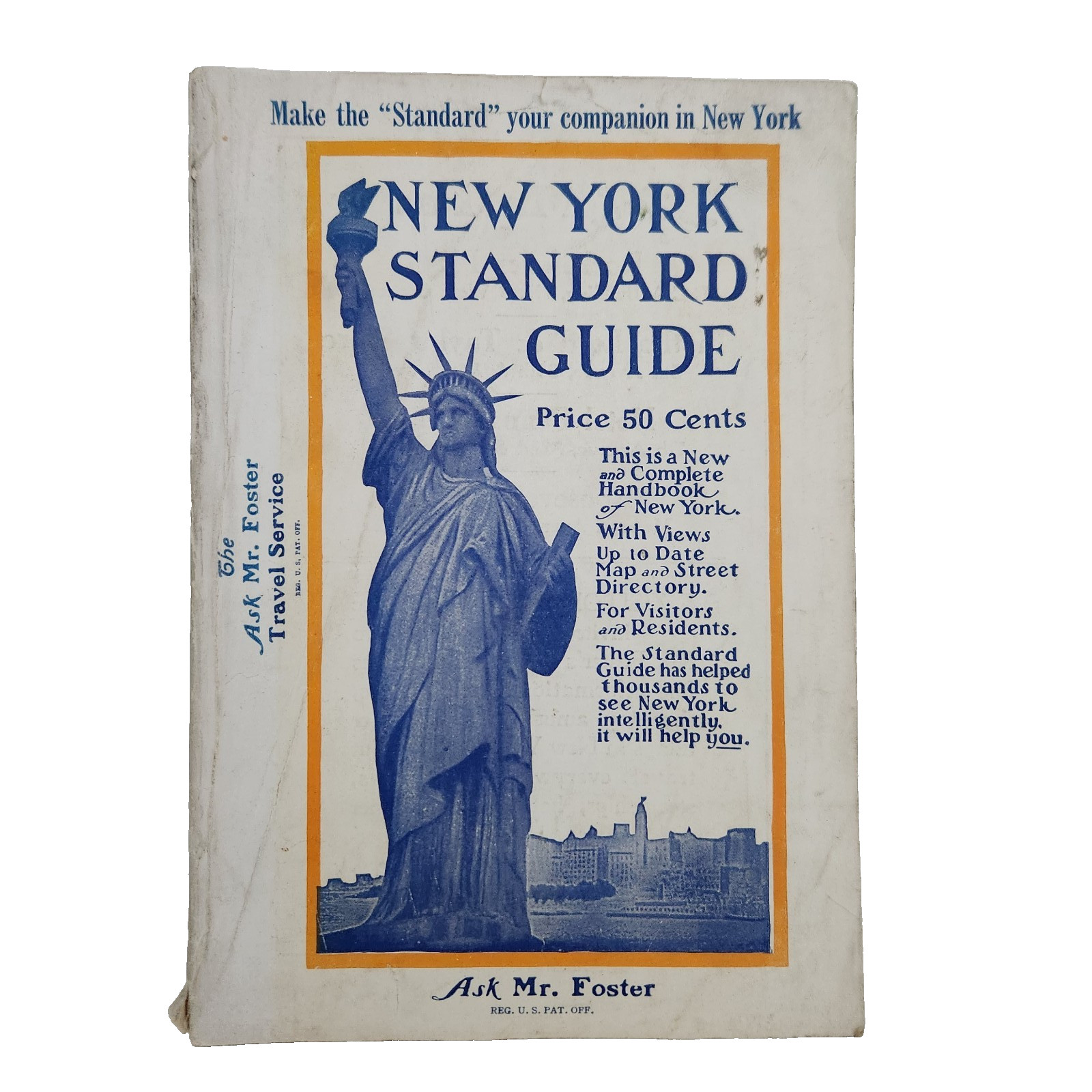 New York Standard Guide Ask Mr Foster Vintage 1937 Fold Out NYC Map Ads Photos