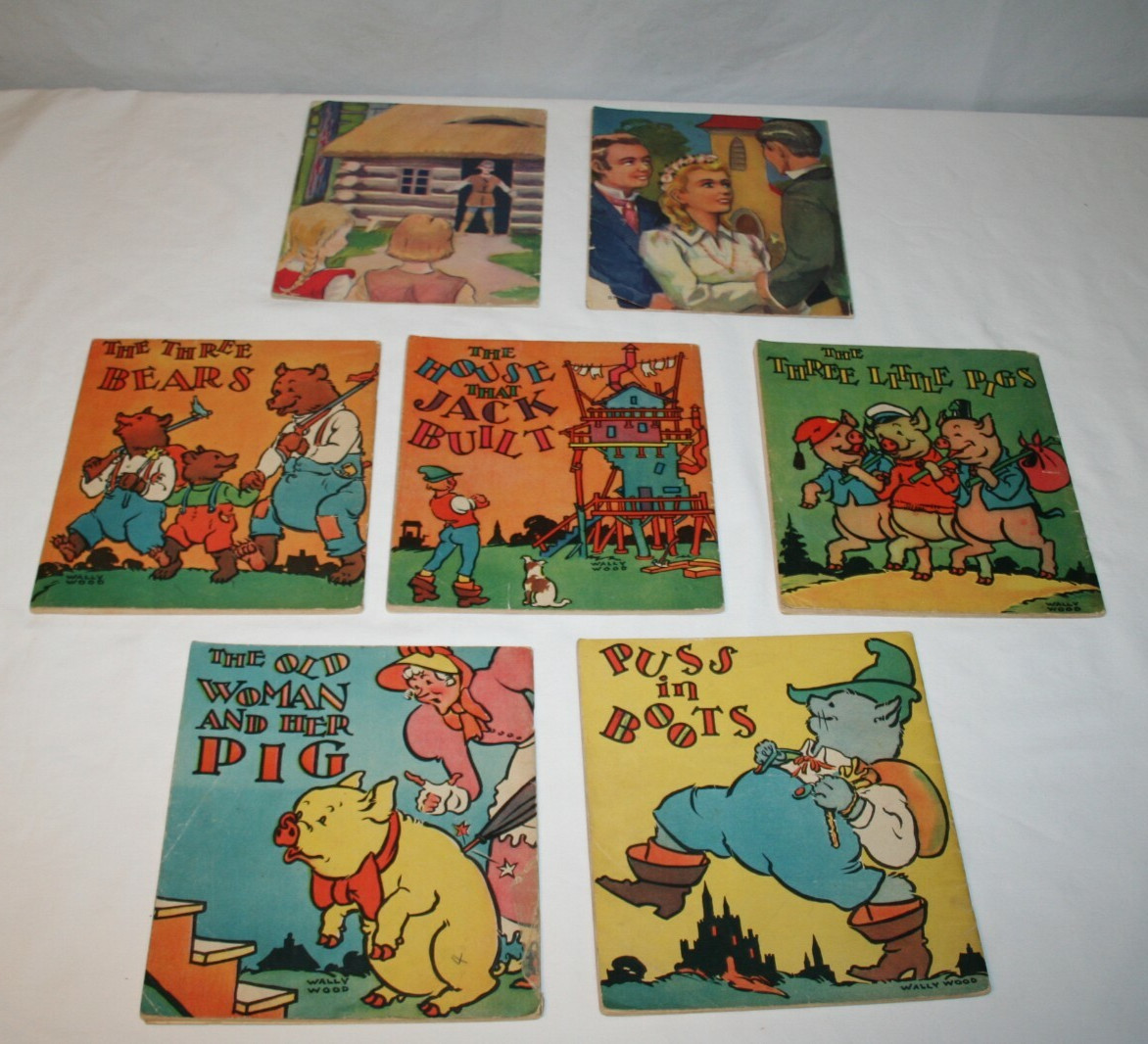 7 Vtg Children’s Books Hansel & Gretel Puss in Boots 3 Little Pigs Etc #1B