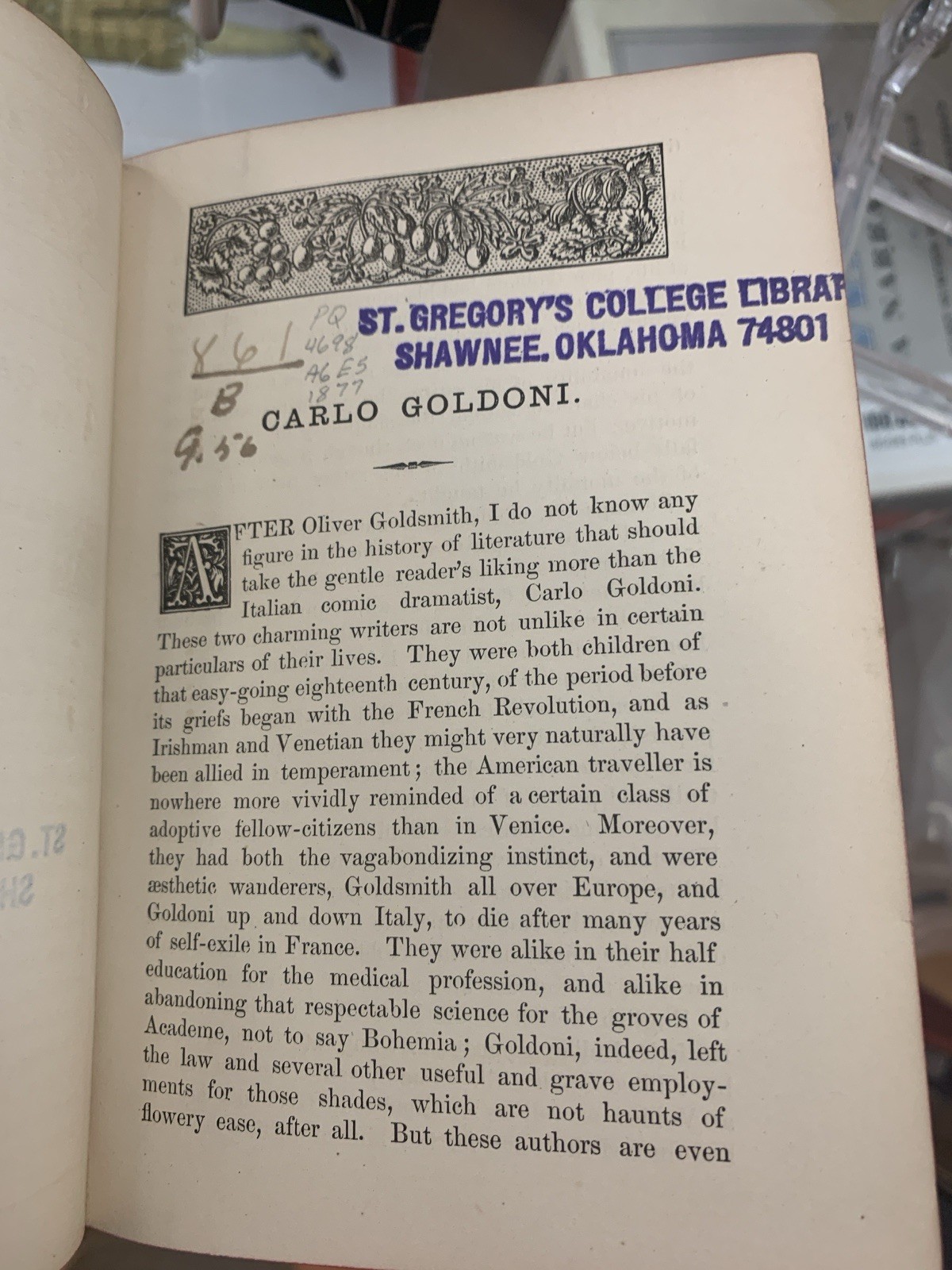 CARLO GOLDONI AUTOBIOGRAPHY – 1877 – Nice Rare