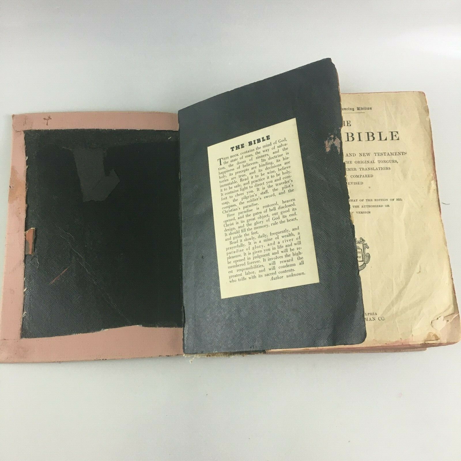 THE HOLY BIBLE A J Holman Co Containing The Old and New Testaments 1914