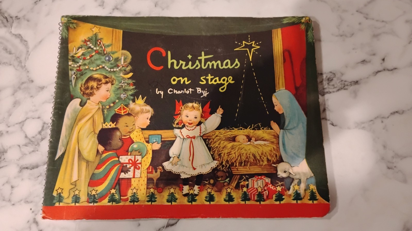 CHRISTMAS ON STAGE by Charlot Byi 1950 Beautiful Vintage Pop-Up Book