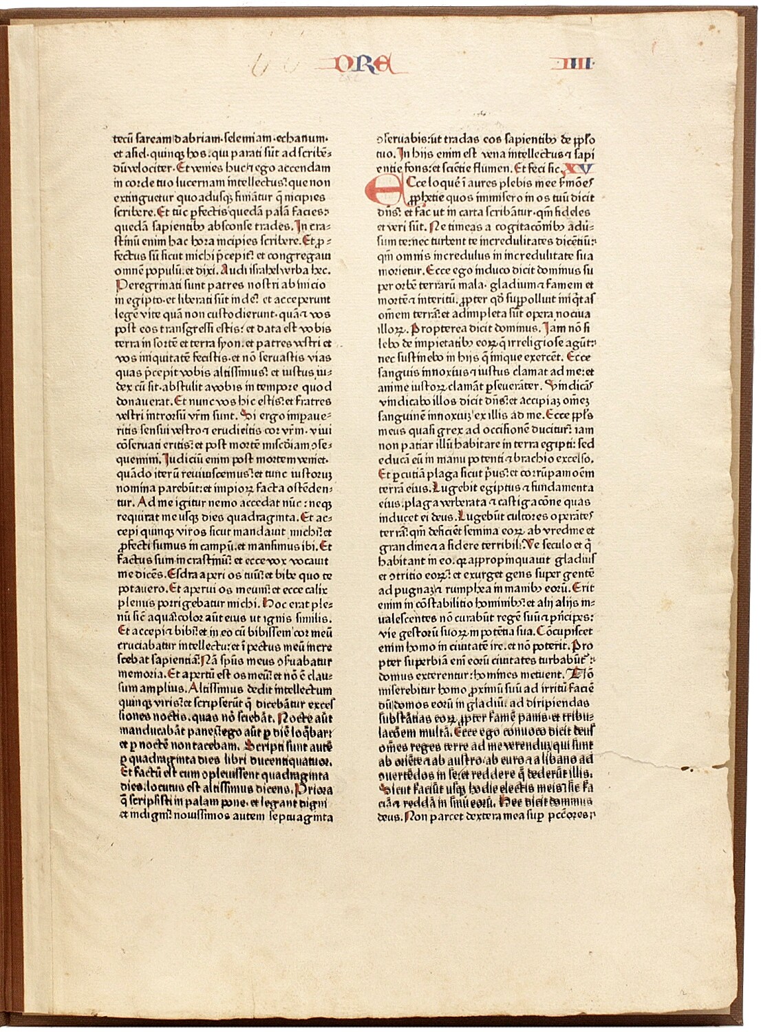 BIBLIA LATIN VULGATE – Fust & Schoeffer 48-line Bible leaf Mainz 14 August 1462