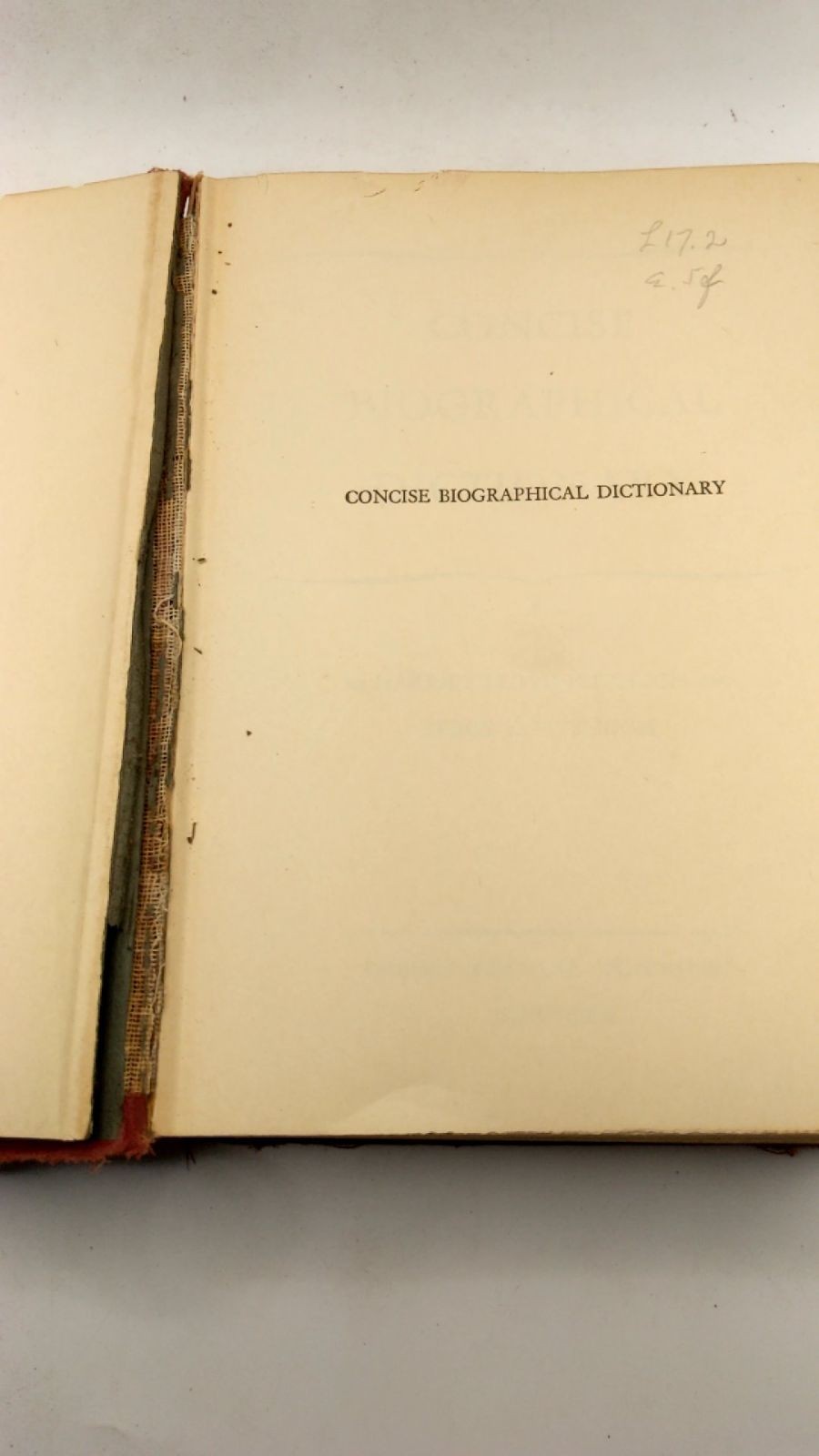 Concise Biographical Dictionary Fitzhugh Hardcover 1935