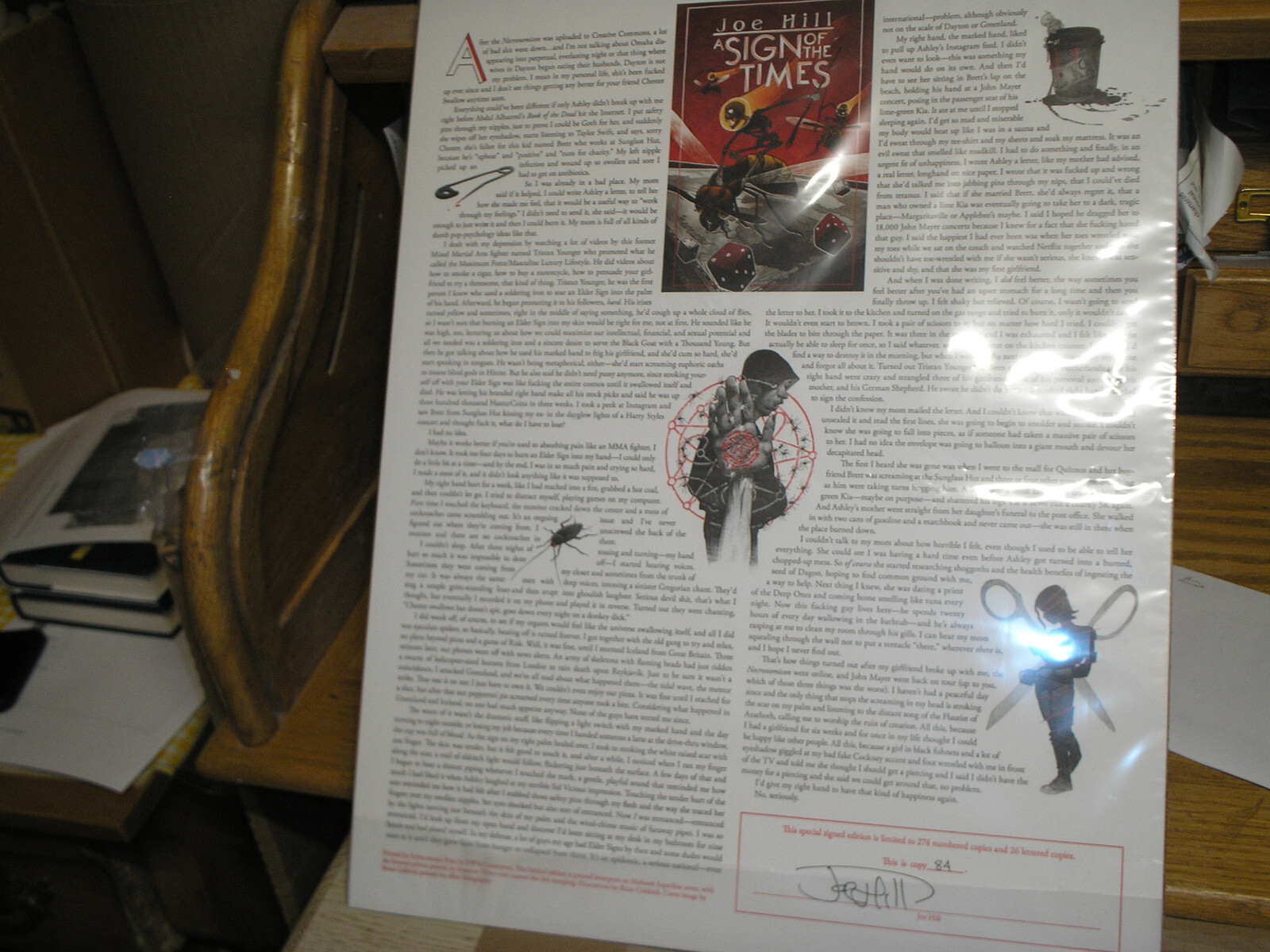 SIGN OF THE TIMES: JOE HILL LIMITED BROADSIDE NUMBERED (#84) EDITION SIGNED NEW.