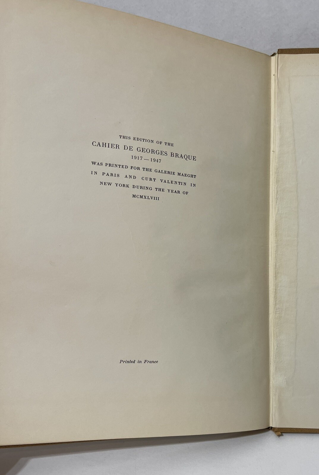 Braque, Georges – Cahier de Georges Braque 1917-1947 Plus Translation 1st E HC