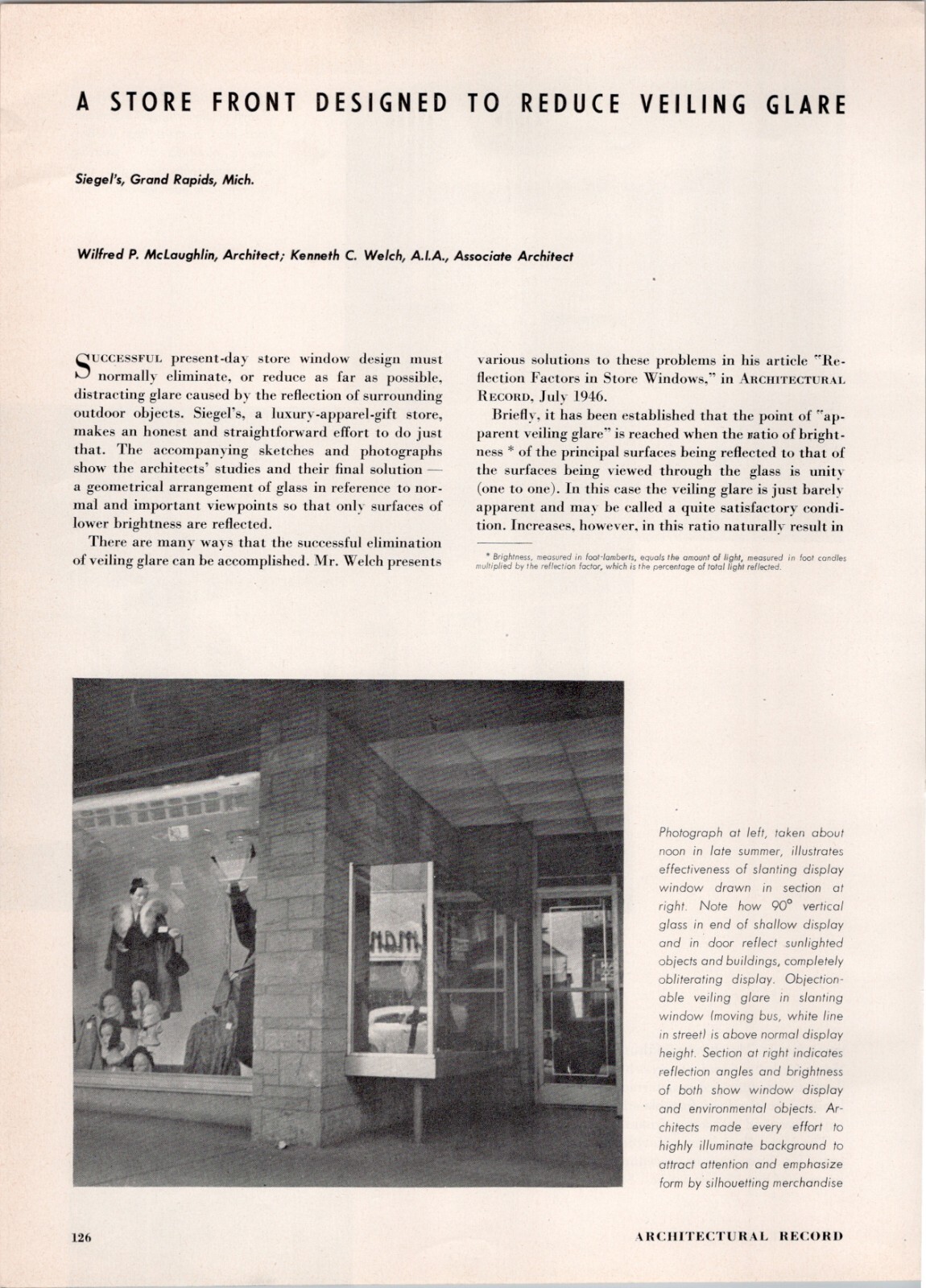 1949 Article * Siegel’s Store Grand Rapids MI Wilfred McLaughlin Kenneth Welch