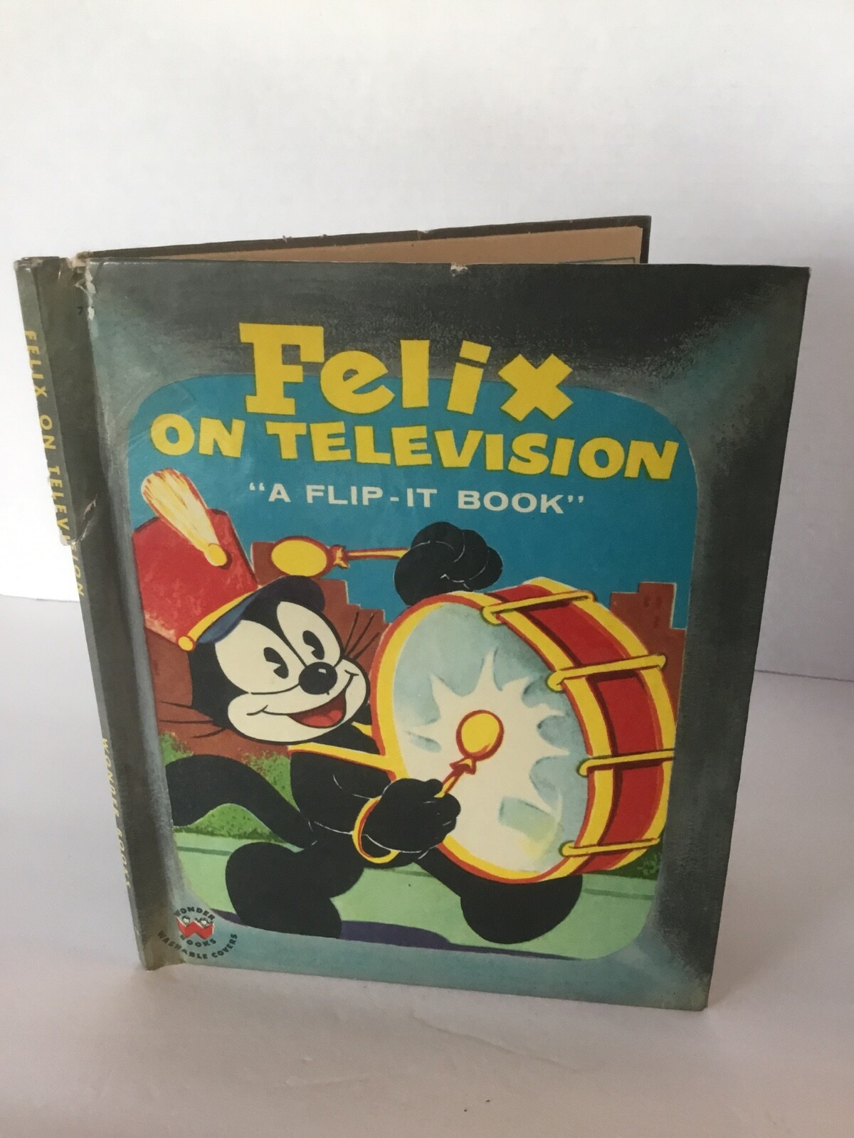 Hardcover 1956 Wonder Books #716 FELIX On TELEVISION The Cat A Flip-It Book,