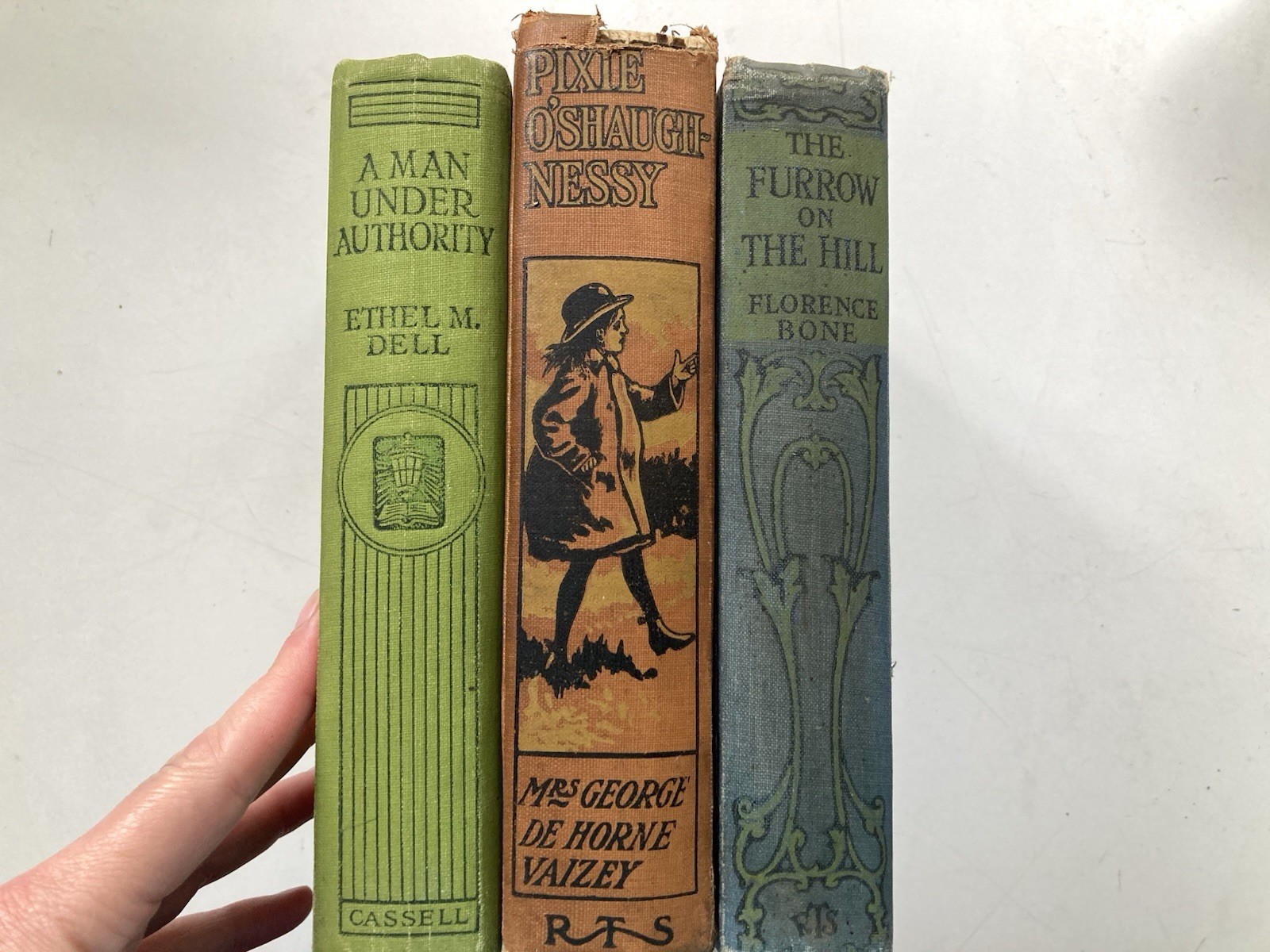Antique Books Bundle of 3 Decorative Spines Vintage Home Decor Shelf Display