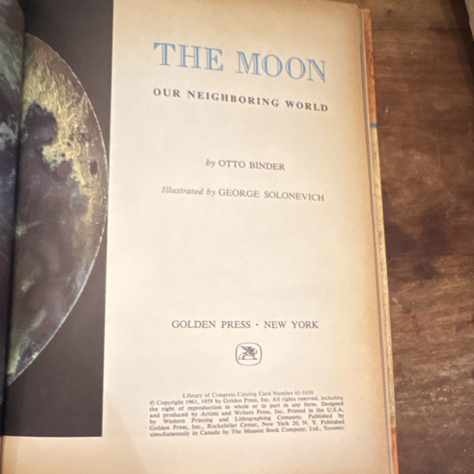 Golden Press The Moon Illustrated Hardcover Otto Binder George Solonevich 1961