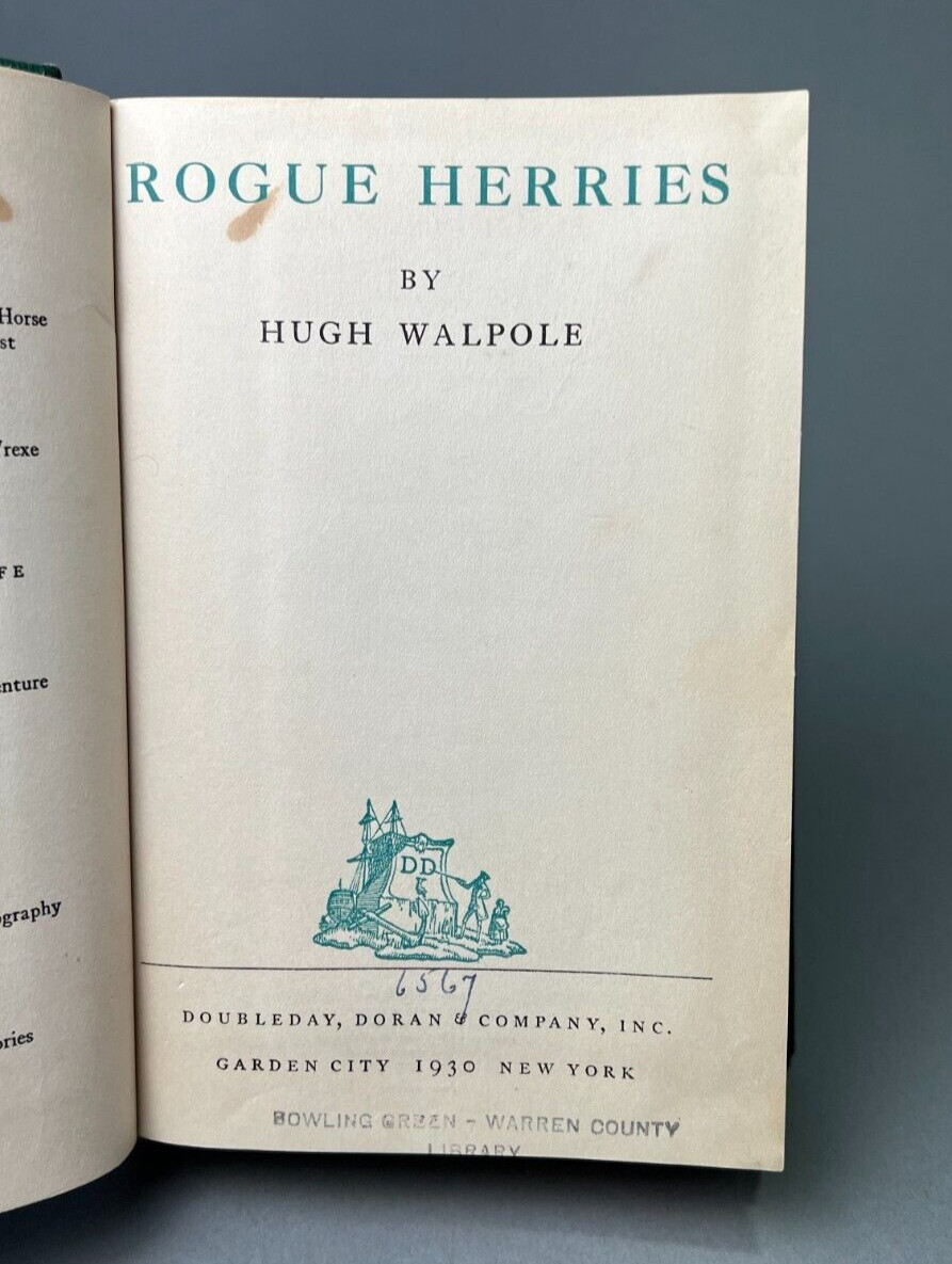 1930 Rogue Herries , Hugh Walpole First Edition Ex Lib HC