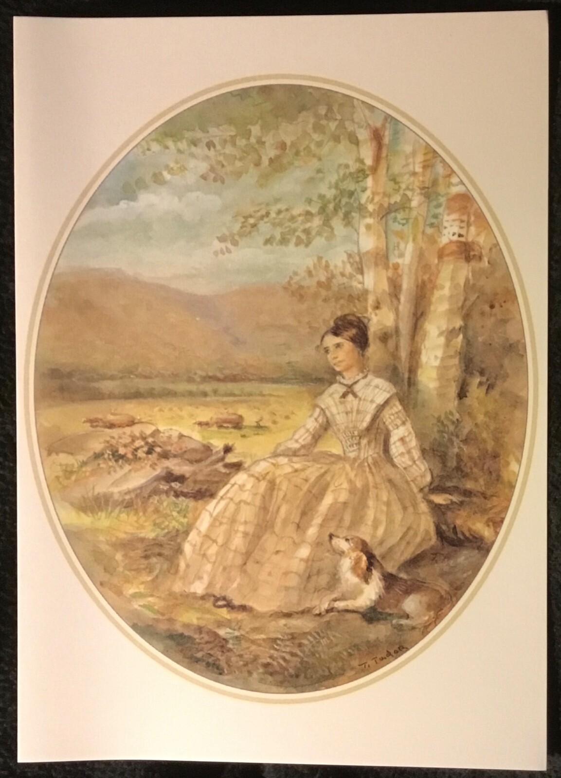 One Mint 1997 Tasha Tudor Lady With Dog Greeting Note Card + Envelope as Shown