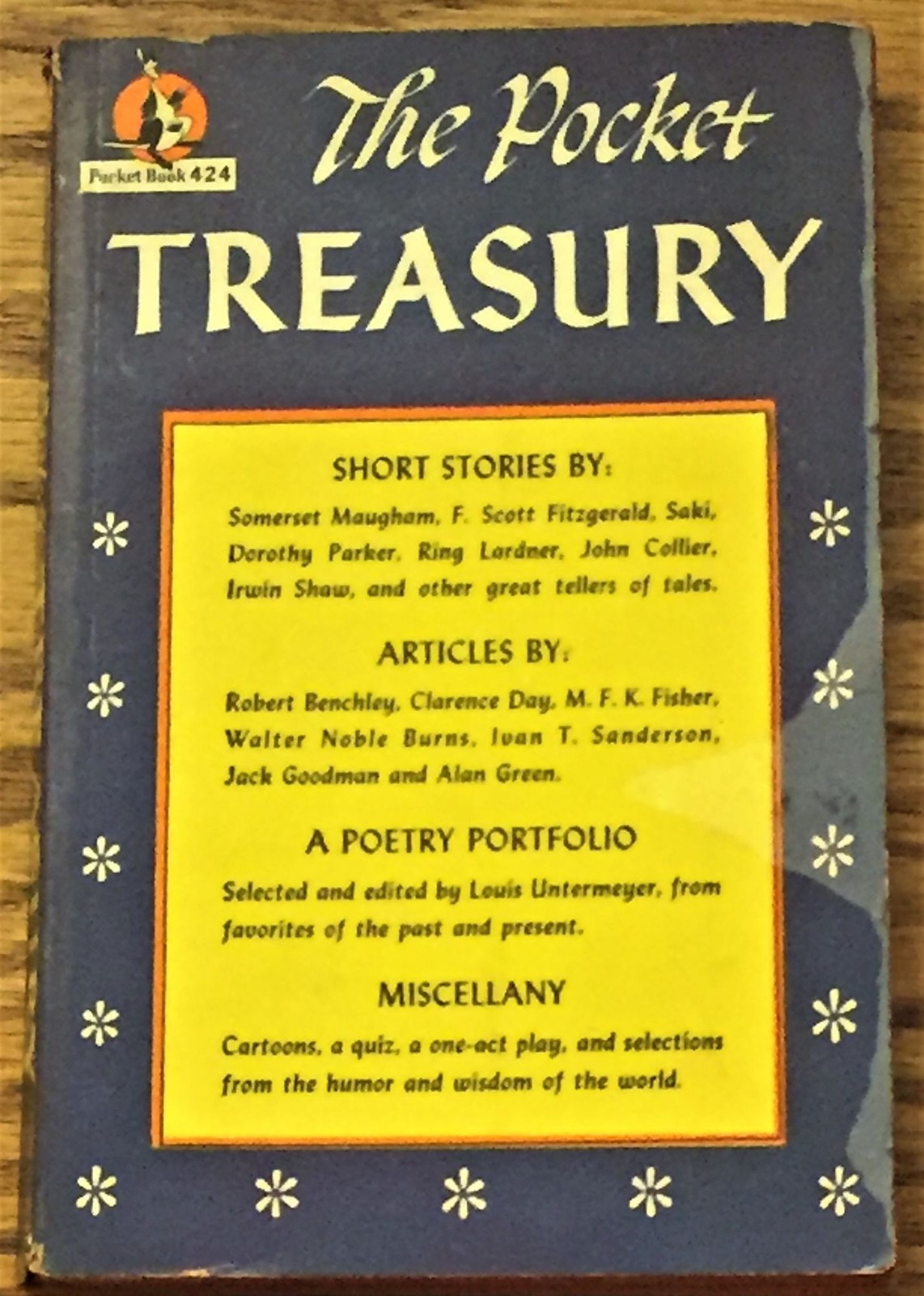 Louis Untermeyer, W Somerset Maugham F Scott Fitzgerald / POCKET TREASURY 1st ed