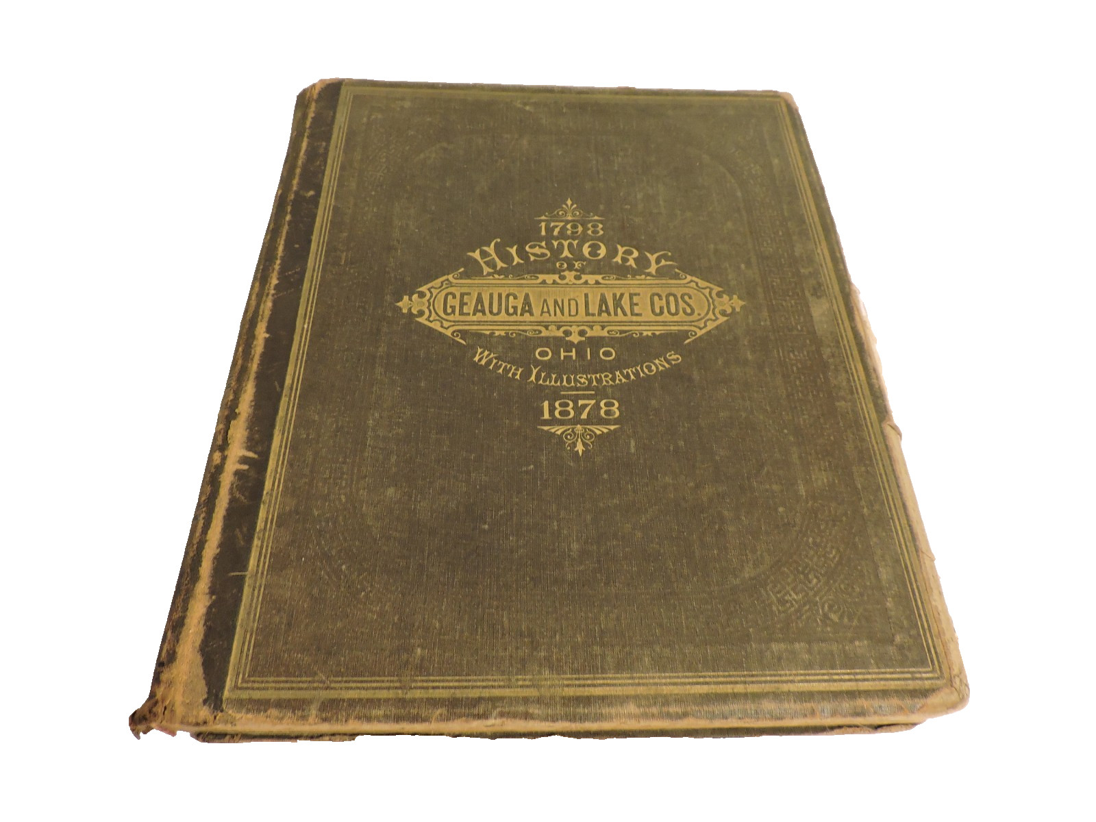 1798-1878 HISTORY GEAUGA AND LAKE COS. COUNTY OHIO ORIGINAL MAP ILLUSTRATED DAM.