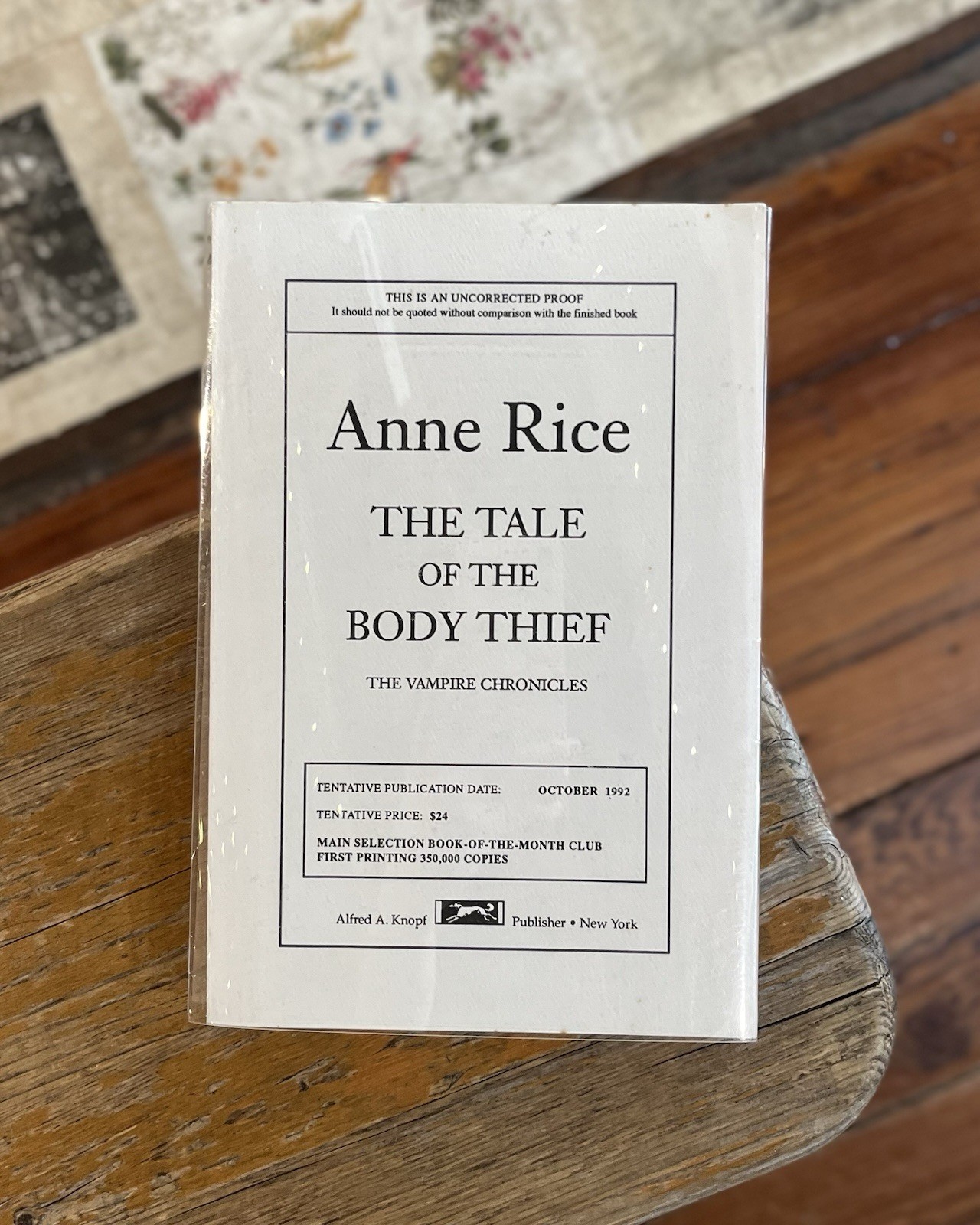 The Tale of the Body Thief (Vampire Chronicles #4) Anne Rice Signed ARC Advance