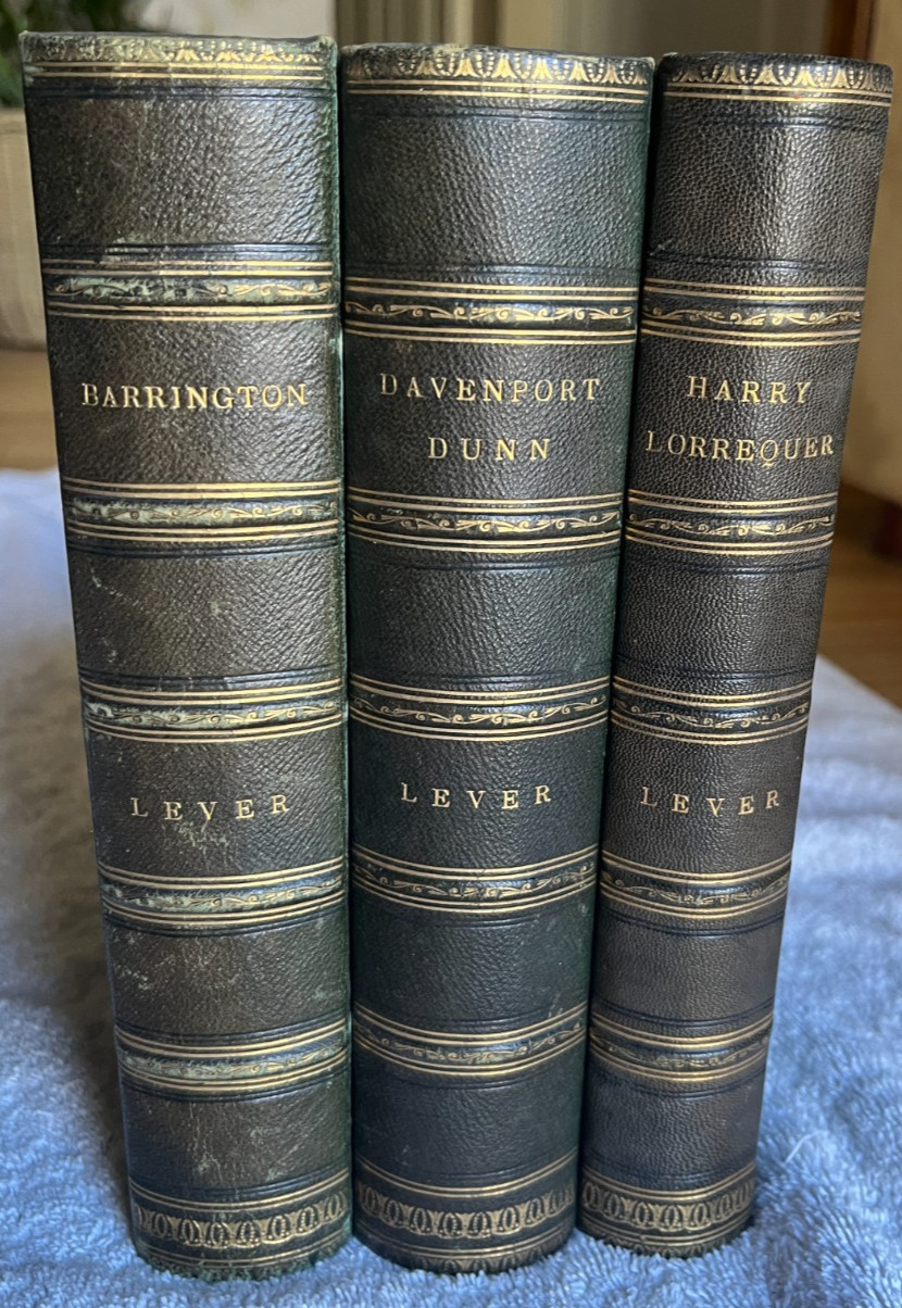 Charles Lever 3 antique books 1872 Barrington, Davenport, Lorrequer illustrated