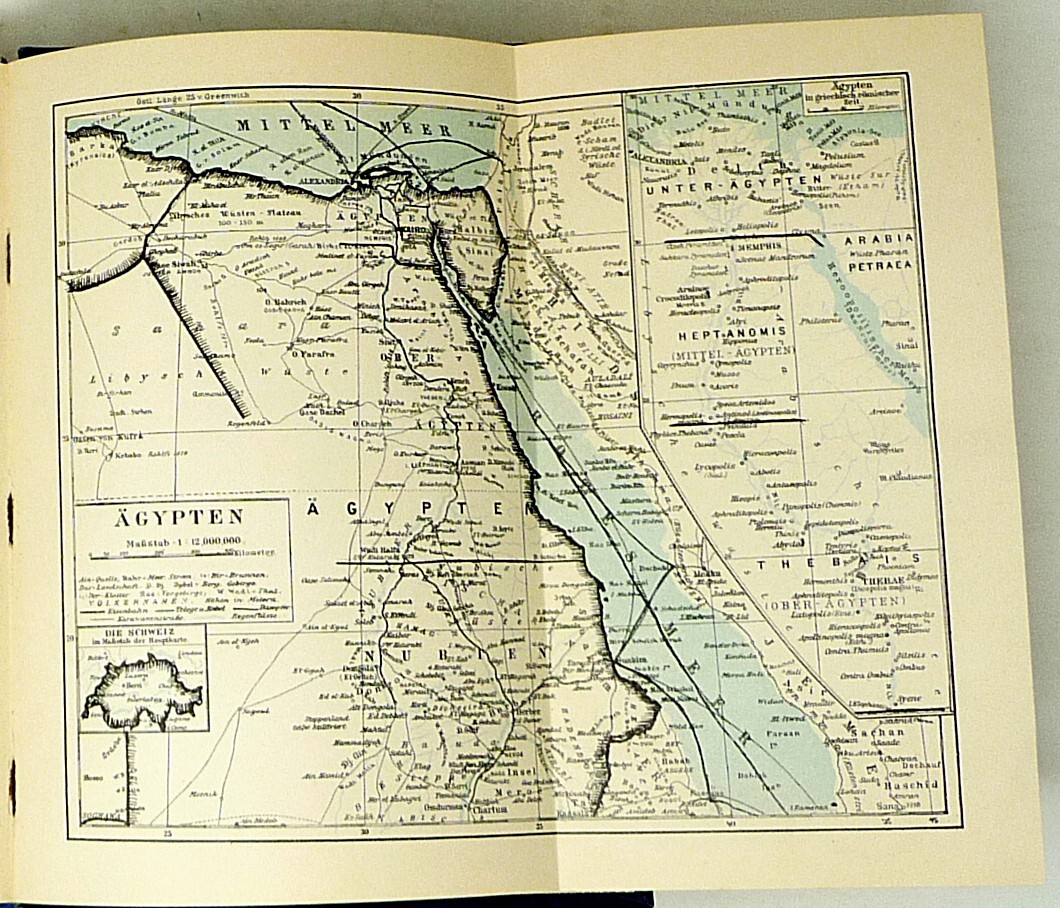 1905 Egypt History Travel Hand Colored Illustrations Cairo Luxor Aswan in German