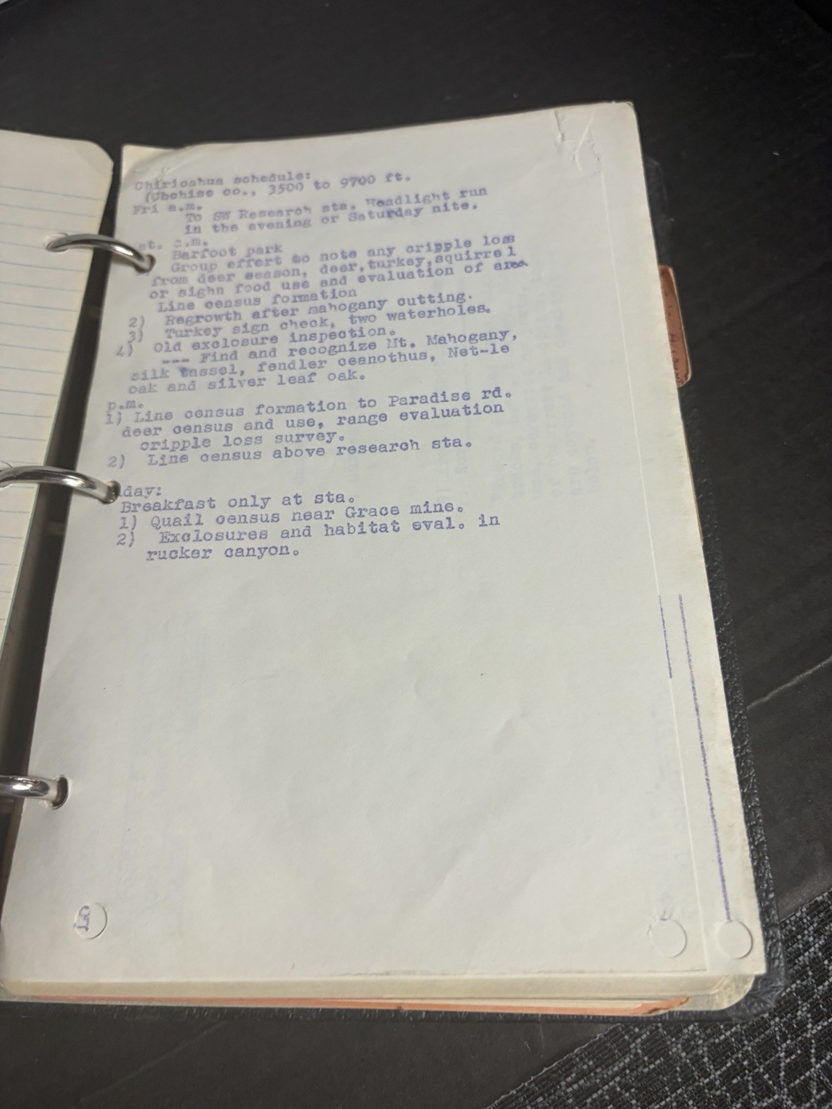 1963 Wildlife Management Field Notes Binder Zoo 260 Arizona Manuscript