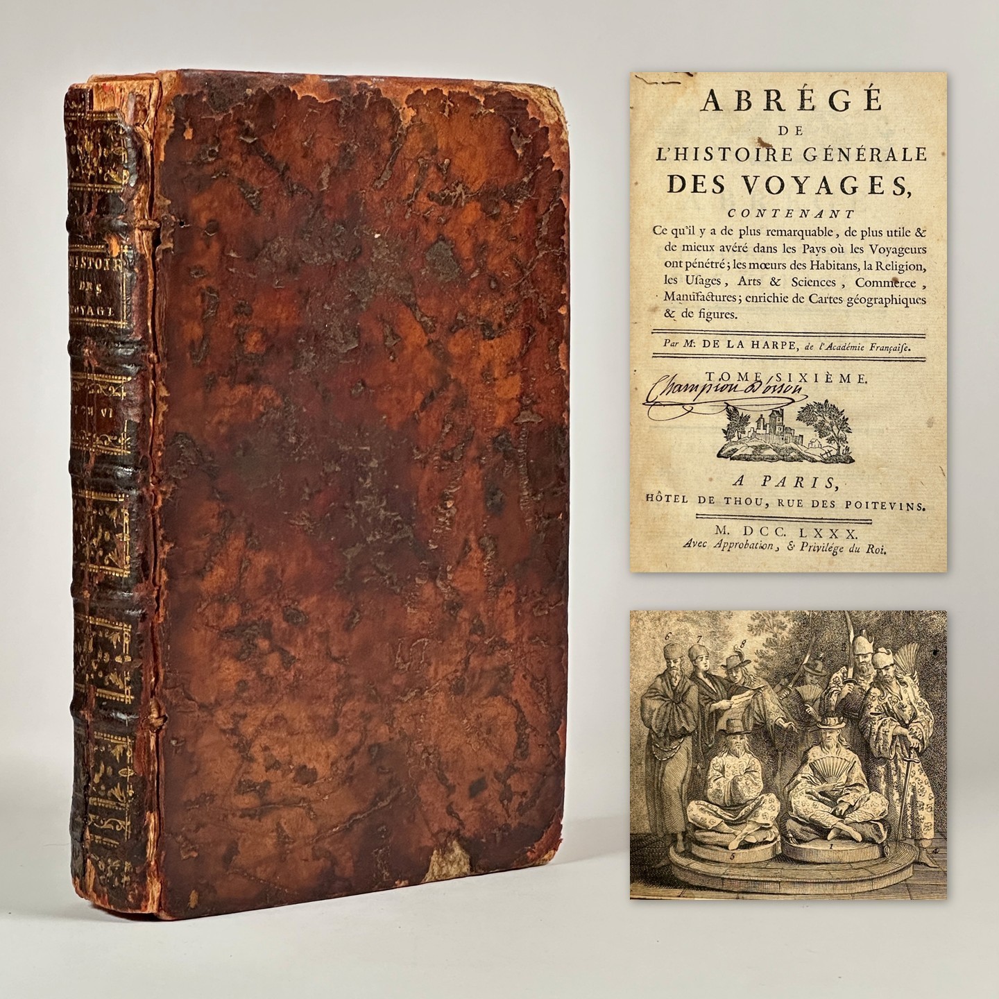 1780 French Travel „Abrégé de l’Histoire Générale des Voyages“ Vol 6 (Leather)