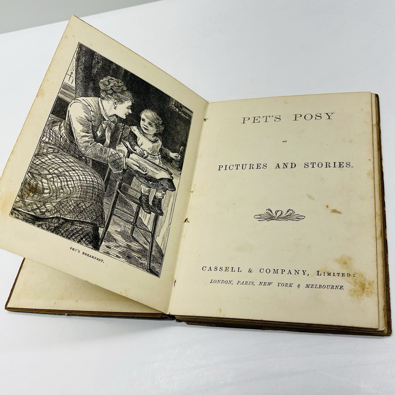 Pet’s Posy of Pictures & Stories 1800’s Antique Victorian Children’s Book HC