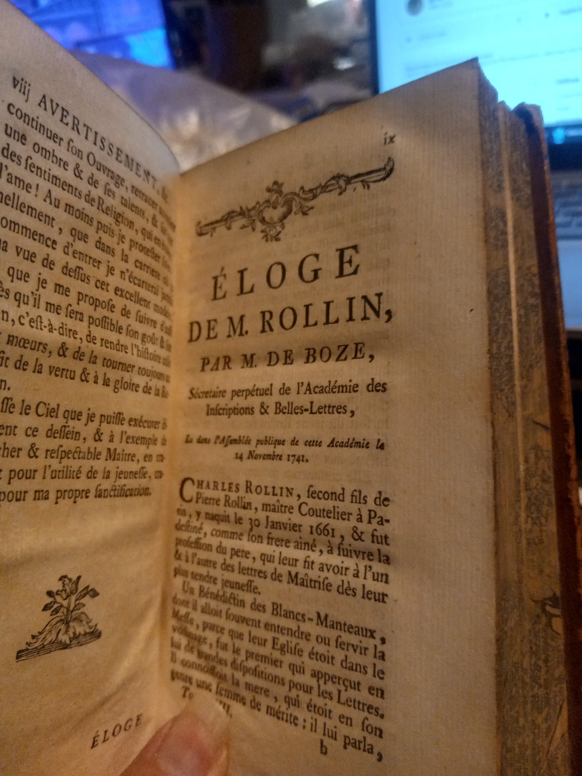 1782 HISTOIRE ROMAINE BY M ROLLIN FULL LEATHER VOLUME 8 ONLY, W/MAP OF ALGERIA