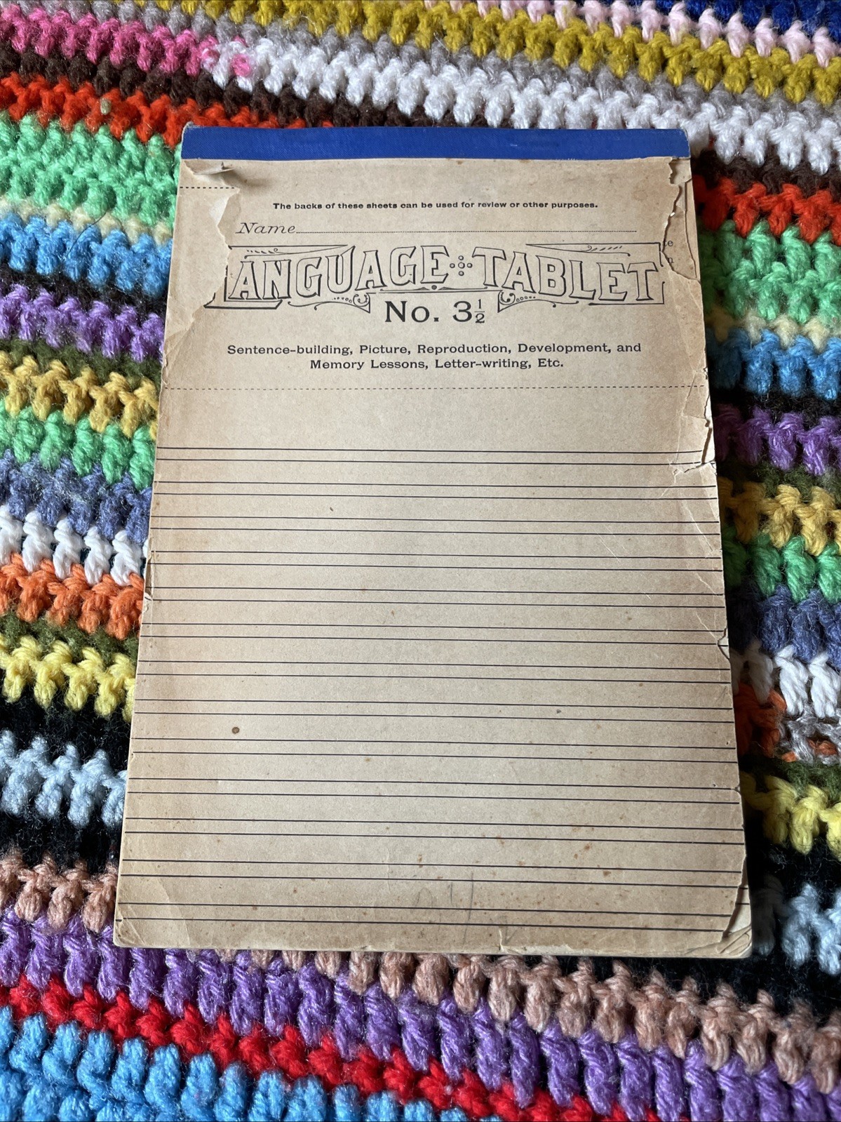 A.S. Barnes Language Tablet No 3 1886 Antique School Workbook Unmarked Pages