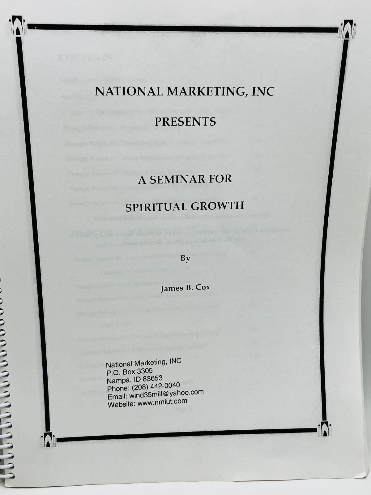 Becoming Spiritually Centered & Overcoming the World Seminar Manual – James Cox
