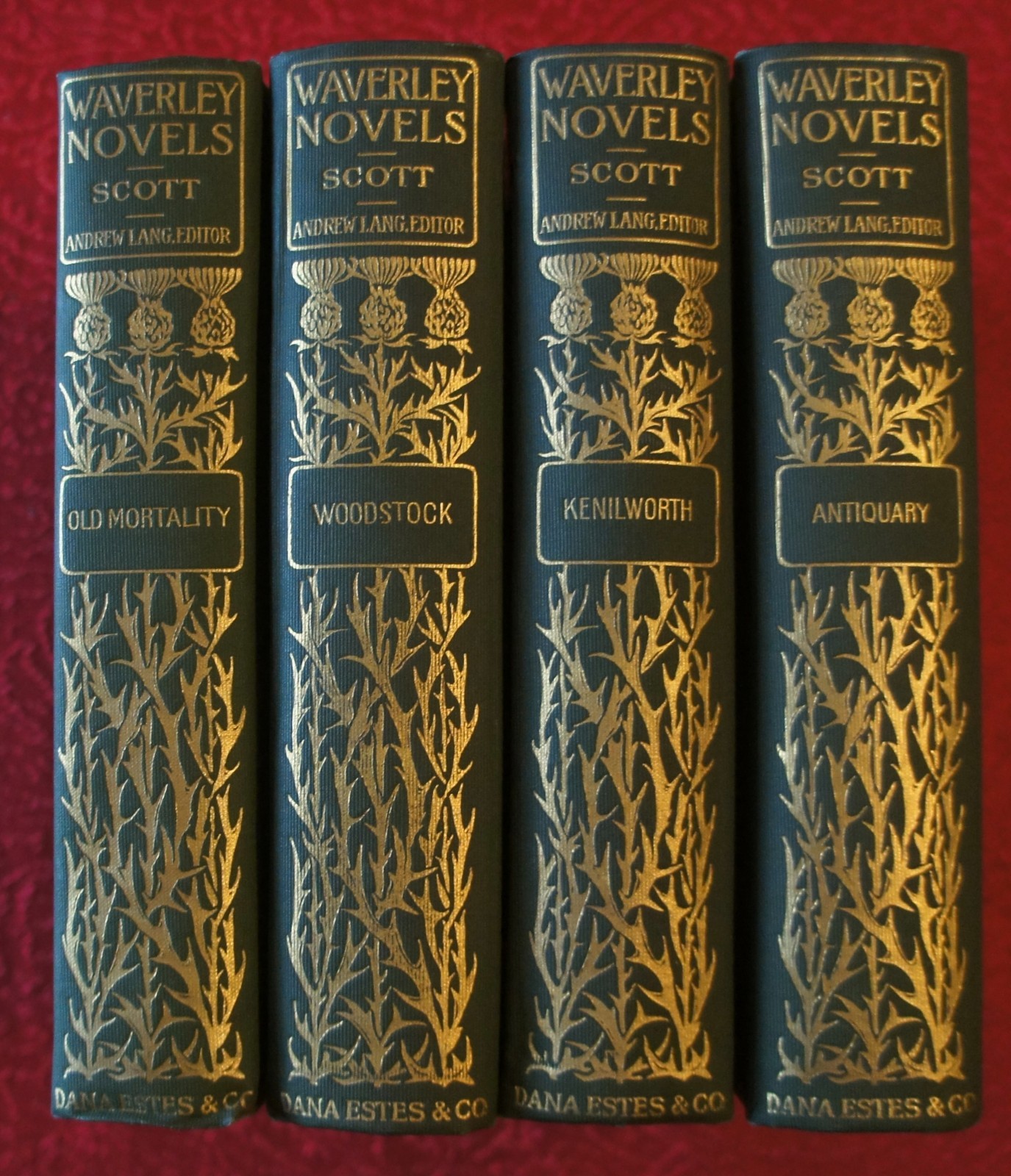 4 WAVERLEY NOVELS WALTER SCOTT DANA ESTES ARTS & CRAFTS BINDINGS GREAT CONDITION