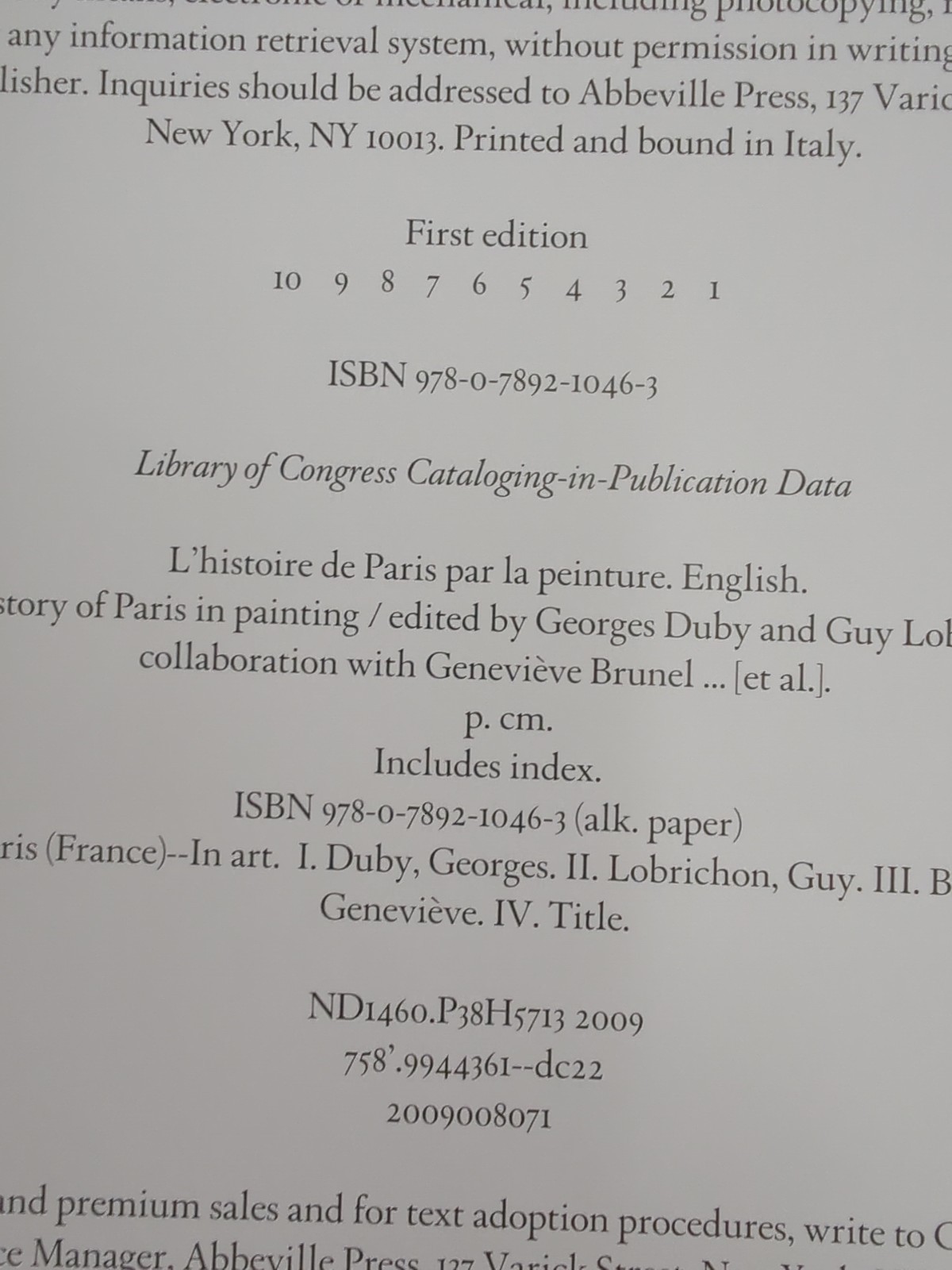 THE HISTORY OF PARIS IN PAINTING by Georges Duby & Guy Lobrichon 2009 Fine Large