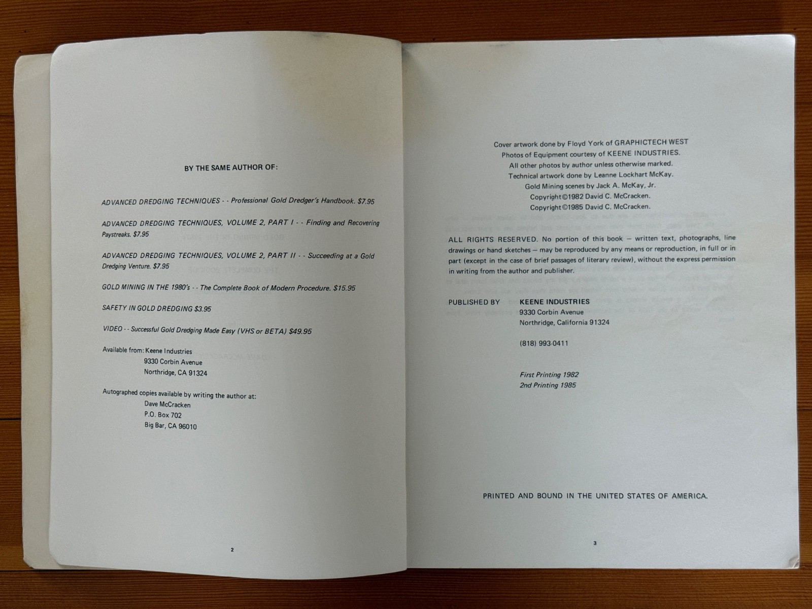 Vintage Book Gold Mining In The 1980’s by Dave McCracken 1985