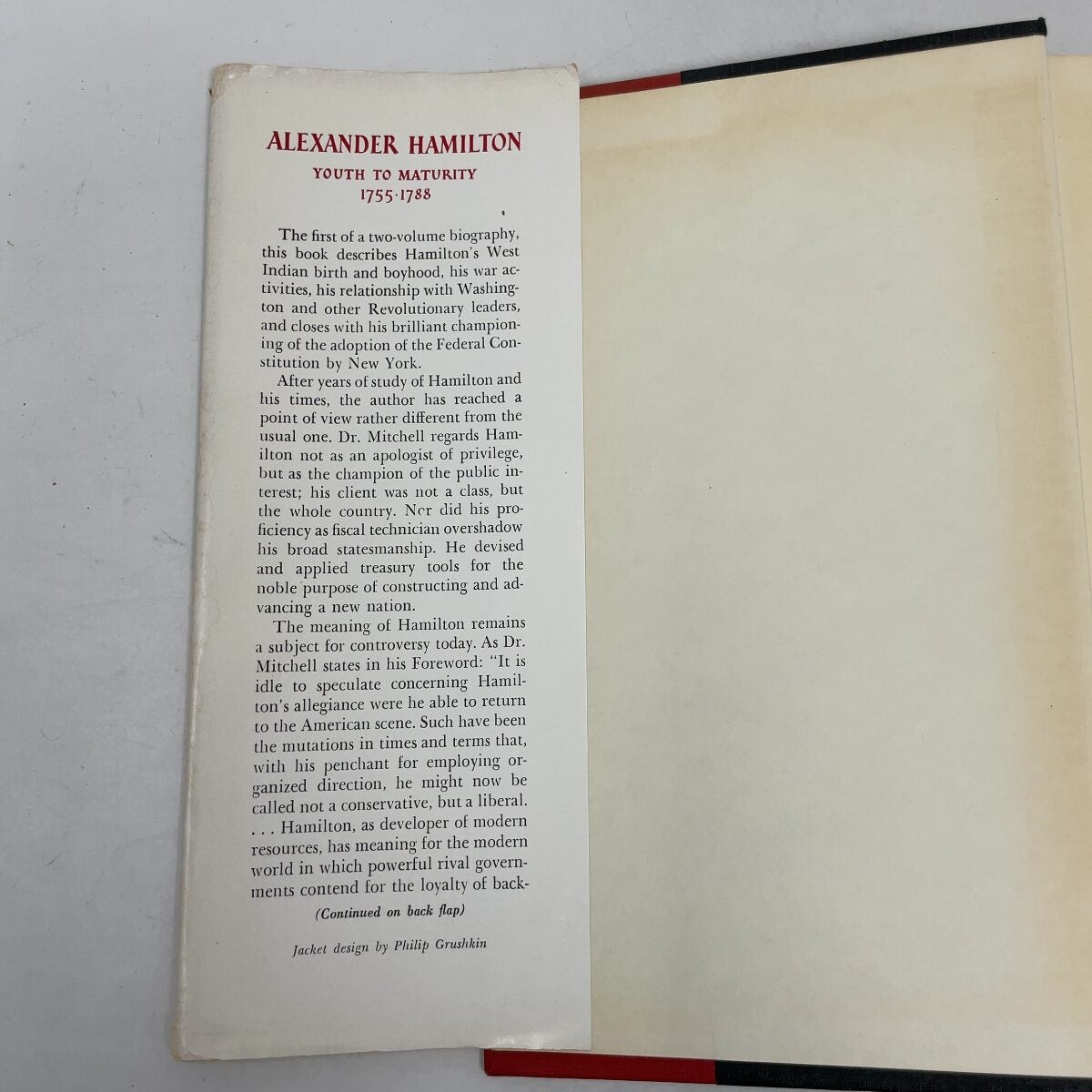 Alexander Hamilton by Broadus Mitchell HC First Edition Very Good 1962