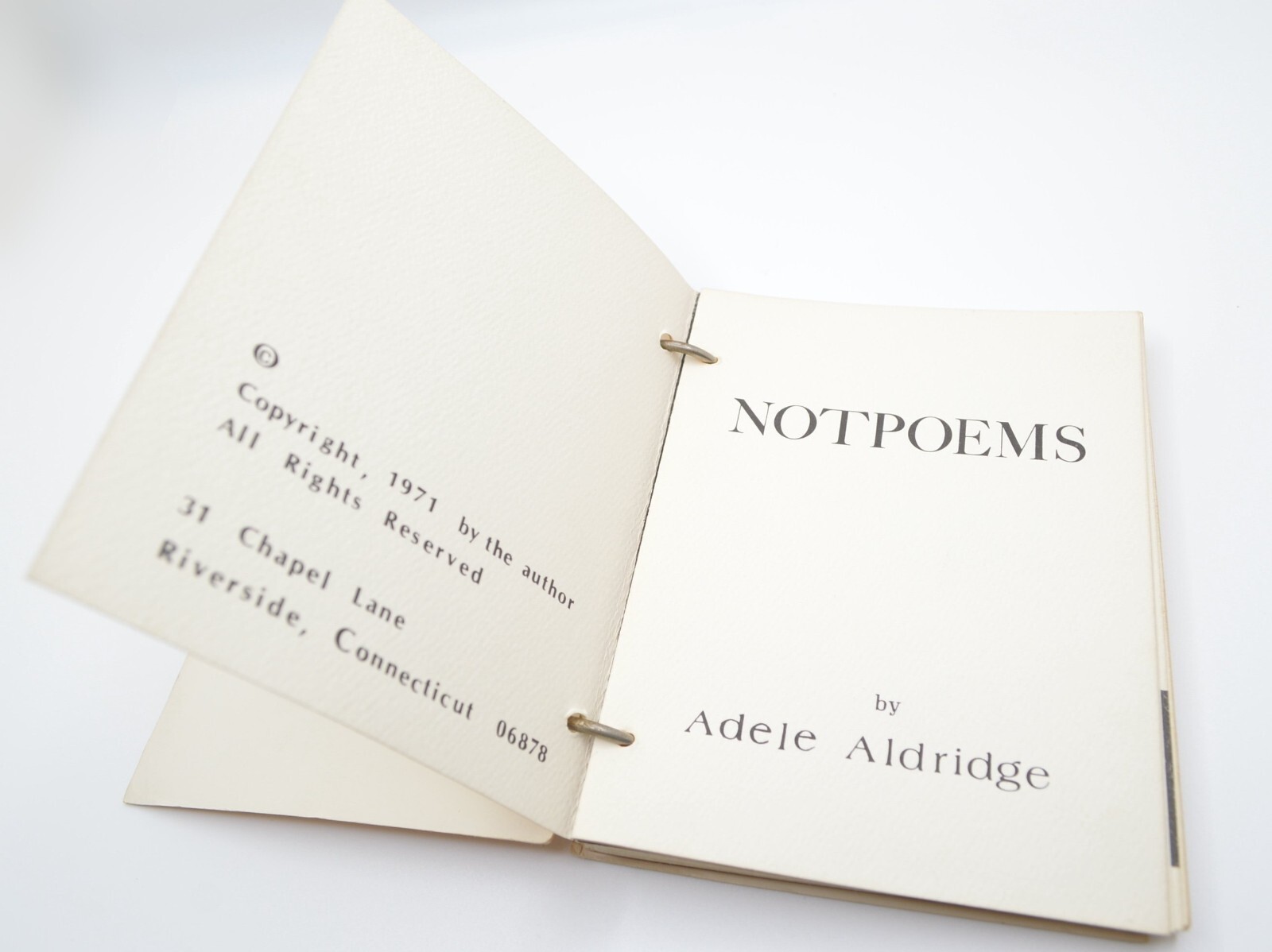 Notpoems, Adele Aldridge, 1971, Signed/Numbered Edition of 150, Concrete Poetry