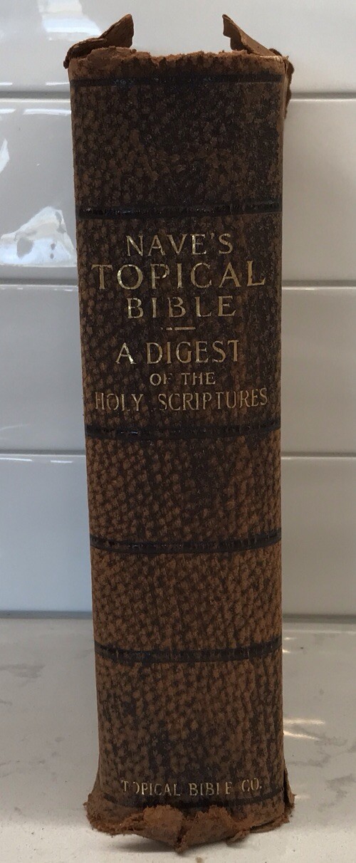 1901 Nave’s Topical Bible Leather Cover Silk Sewed Gilded Edges 5th Edition