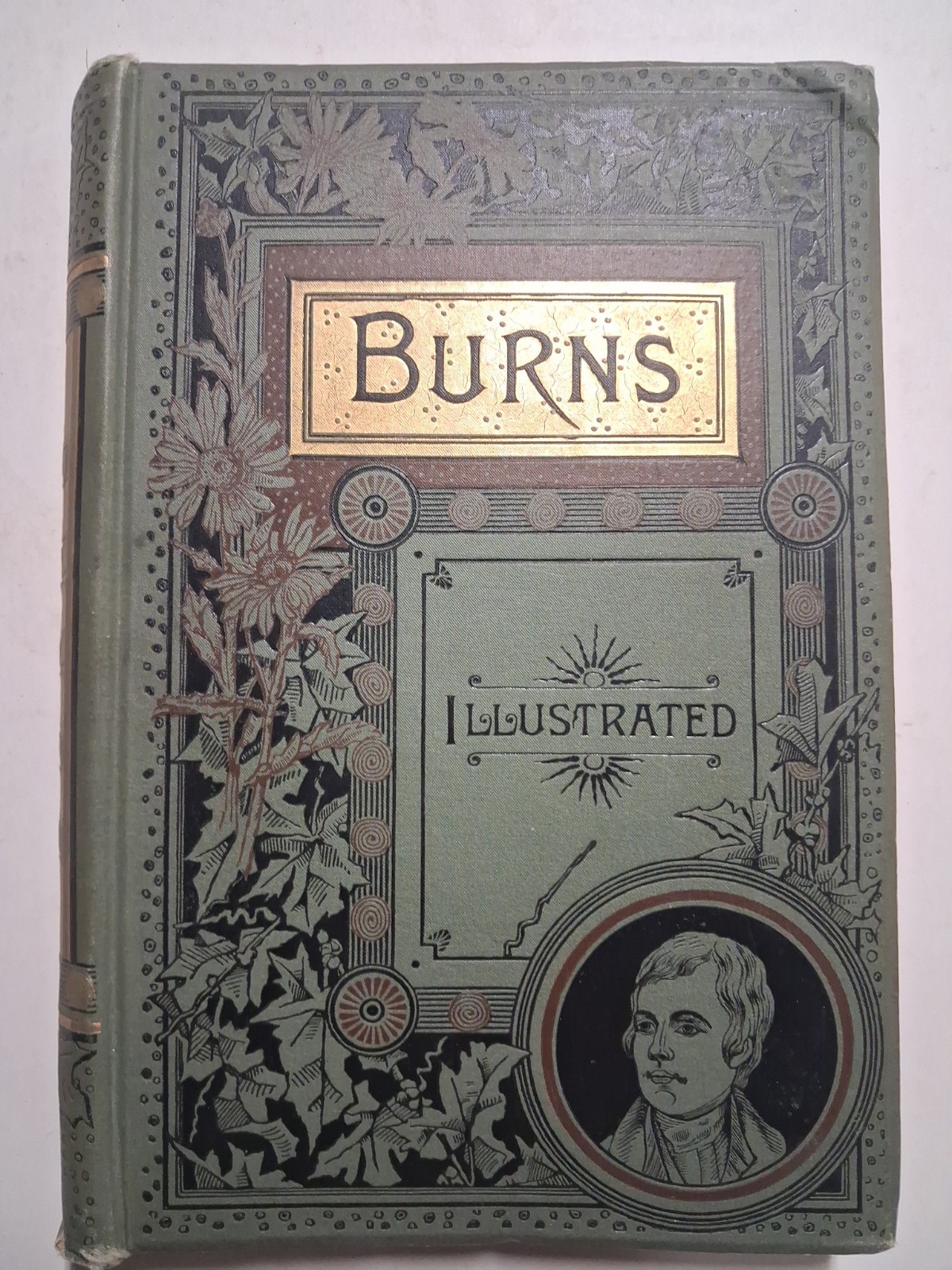 1887 The Poetical Works Of Robert Burns FLORAL Green Ornate VICTORIAN