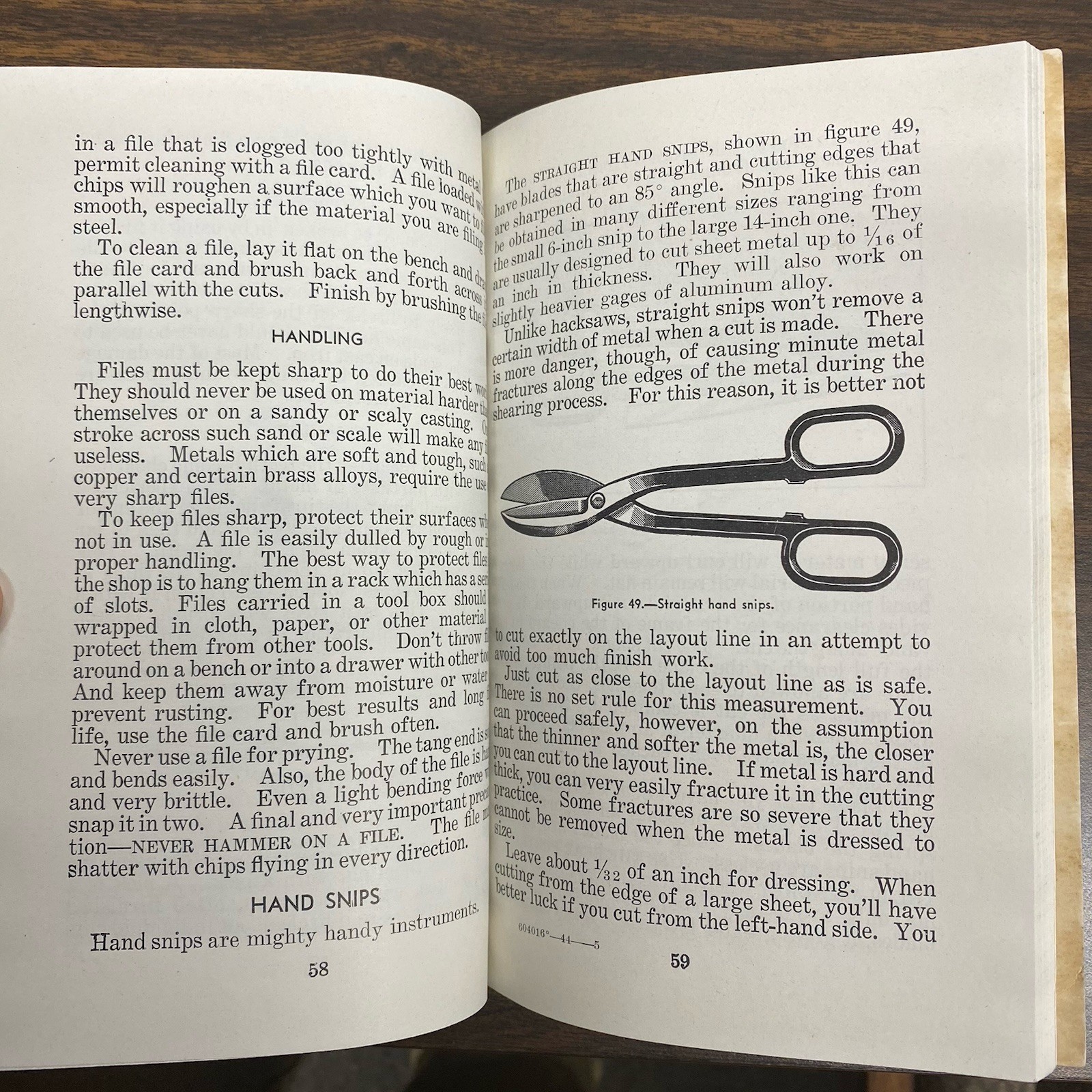 1944 Hand Tools Training Course Illustrated Vintage Technical Instruction Book
