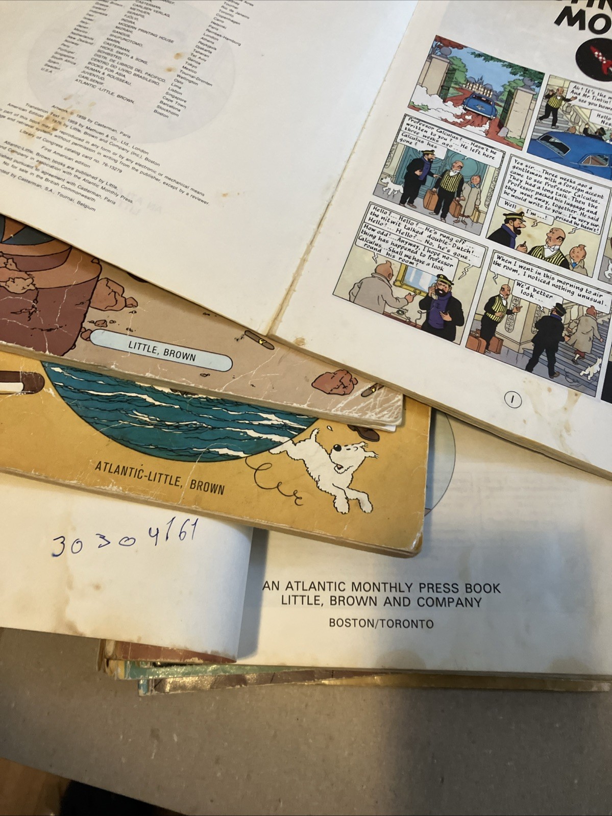 Vintage Herge Adventures of Tintin lot of 11 „AS-IS“ Worn Used paperback comic
