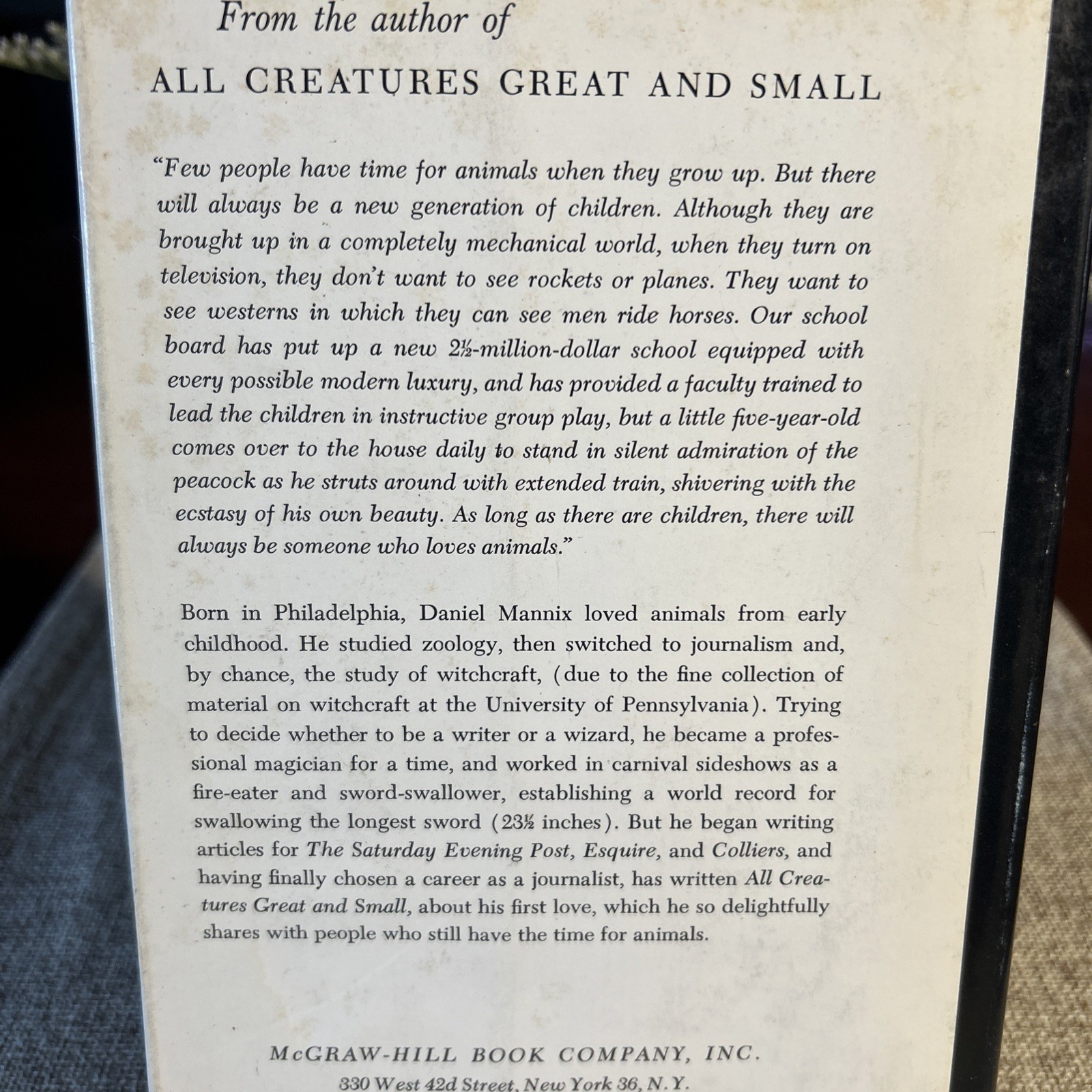 All Creatures Great and Small:Daniel P. Mannix,1963 McGraw-Hill,Veterinaria 1st
