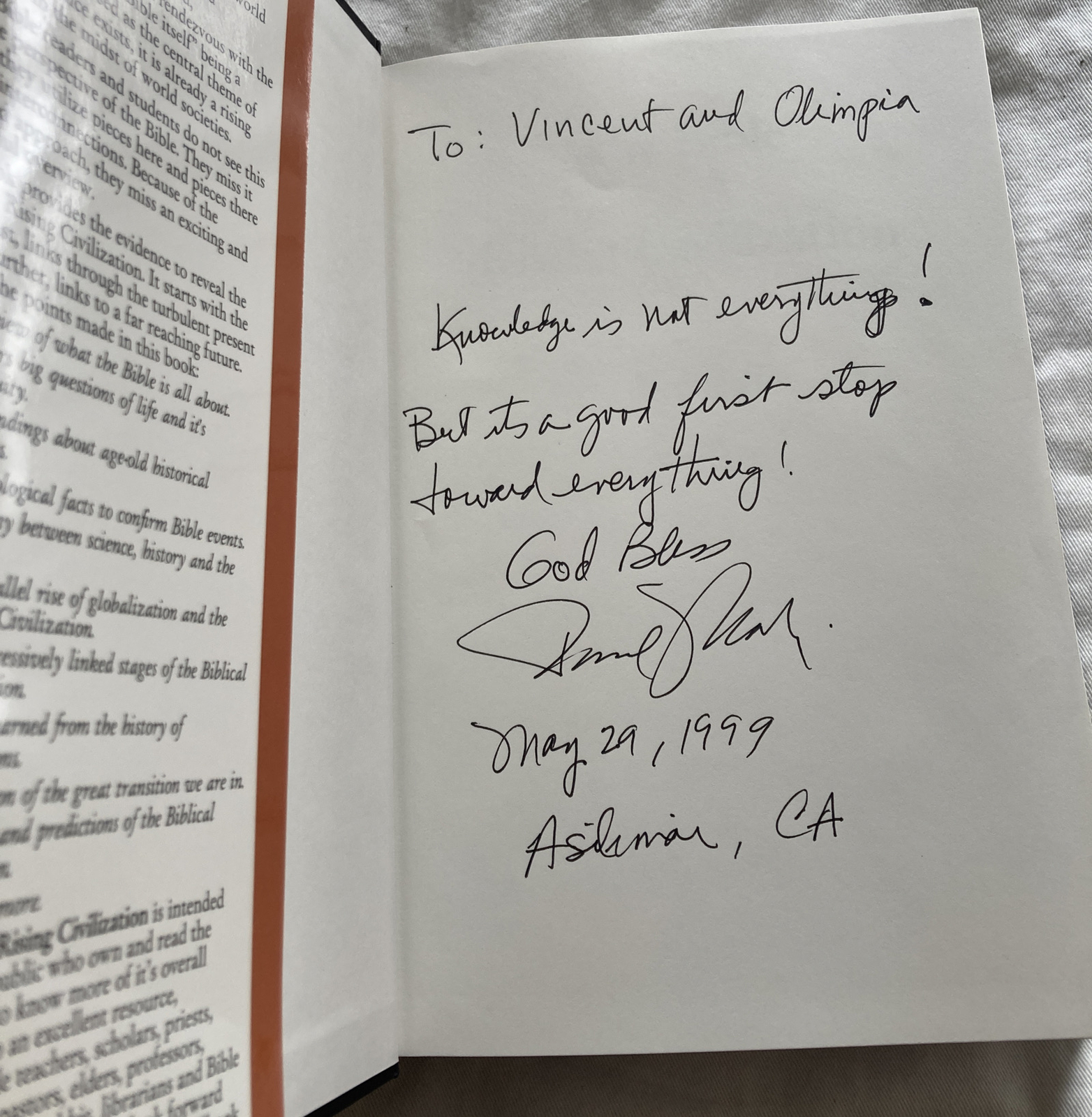 The Bible As A Rising Civilization – Paul Mali SIGNED & personally inscribed 1st