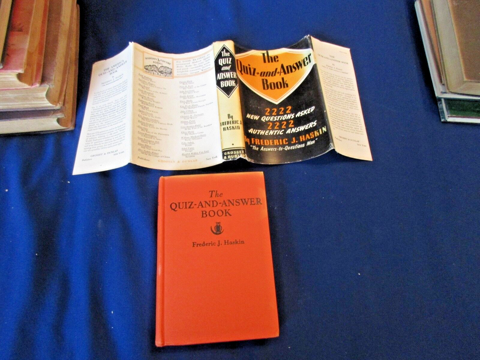 1938 „THE QUIZ AND ANSWER BOOK“ FREDERIC J HASKIN DUST JACKET DJ
