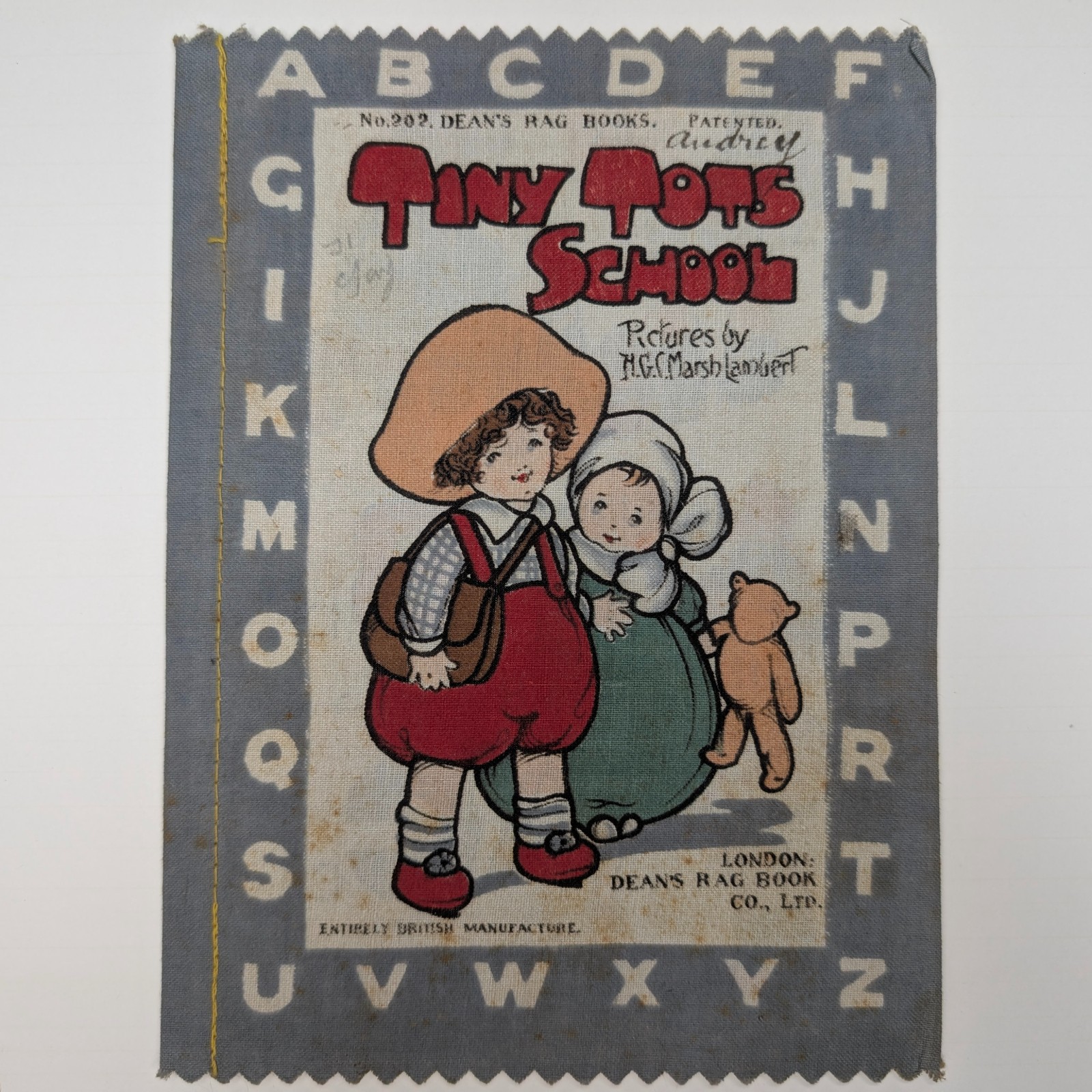 1910s Deans Rag Book Tiny Tots School ABC Toy Book Helen Marsh Lambert No 202