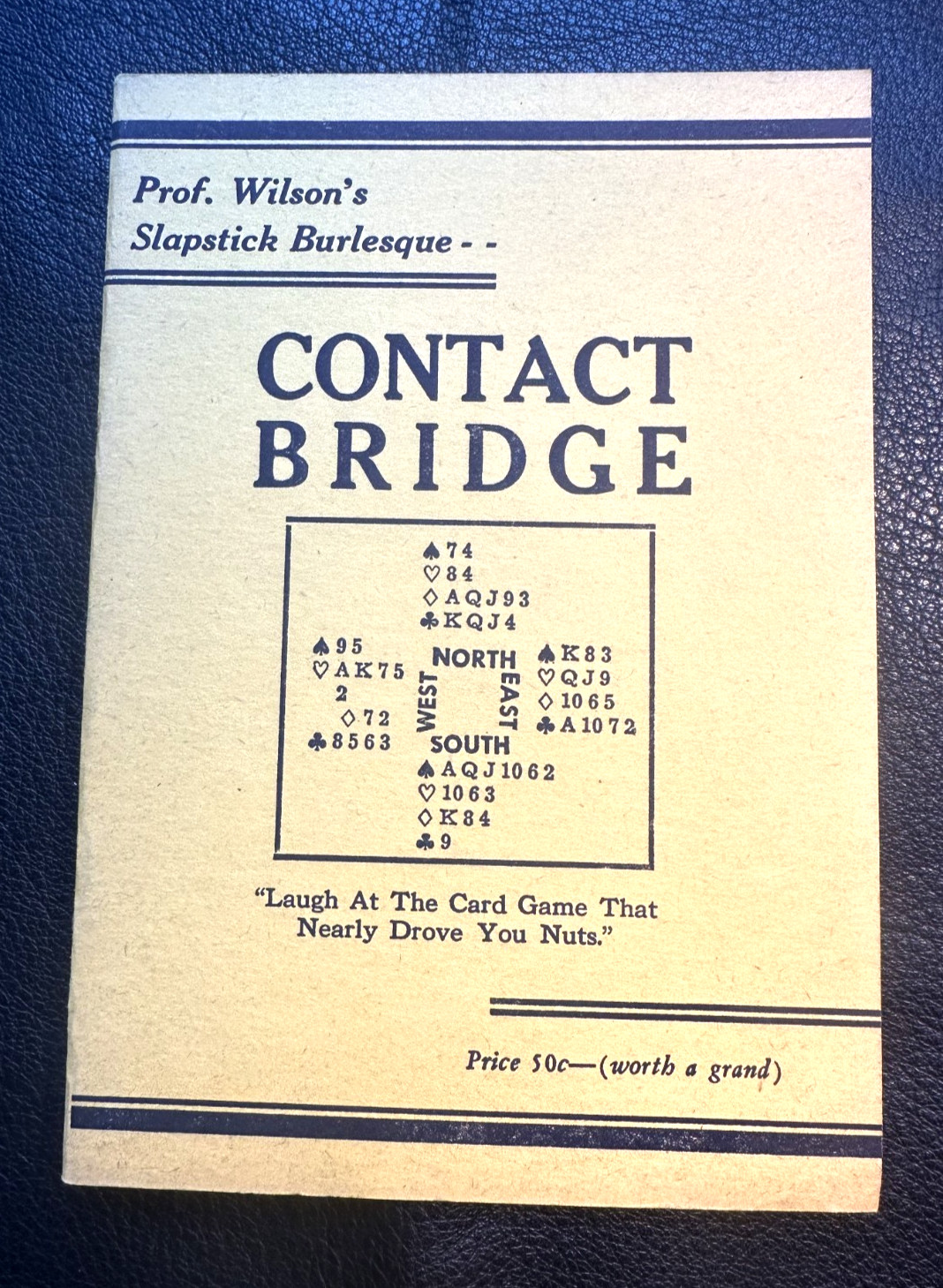 CONTACT BRIDGE by L.M. Wilson Contract Bridge Humor Burlesque 1945