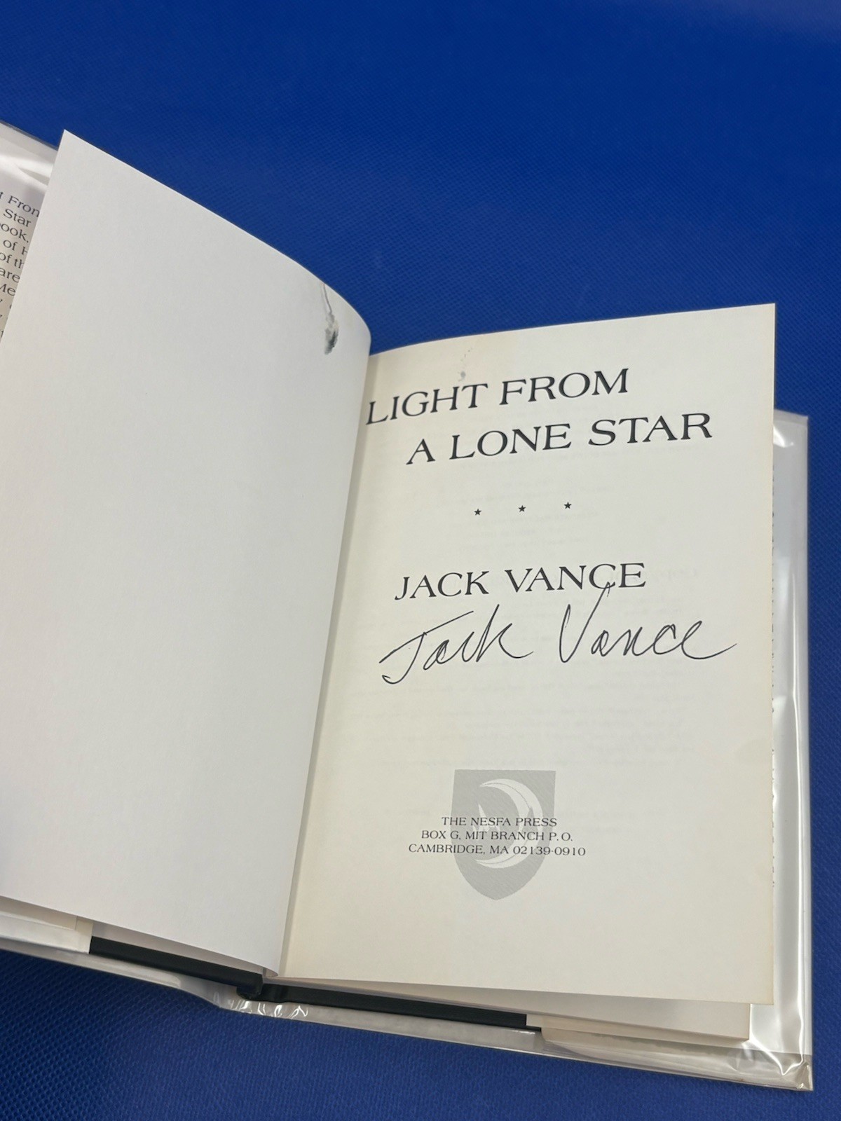 AUTHOR SIGNED Light From A Lone Star by Jack Vance HC in Mylar, LE 1000 Copies