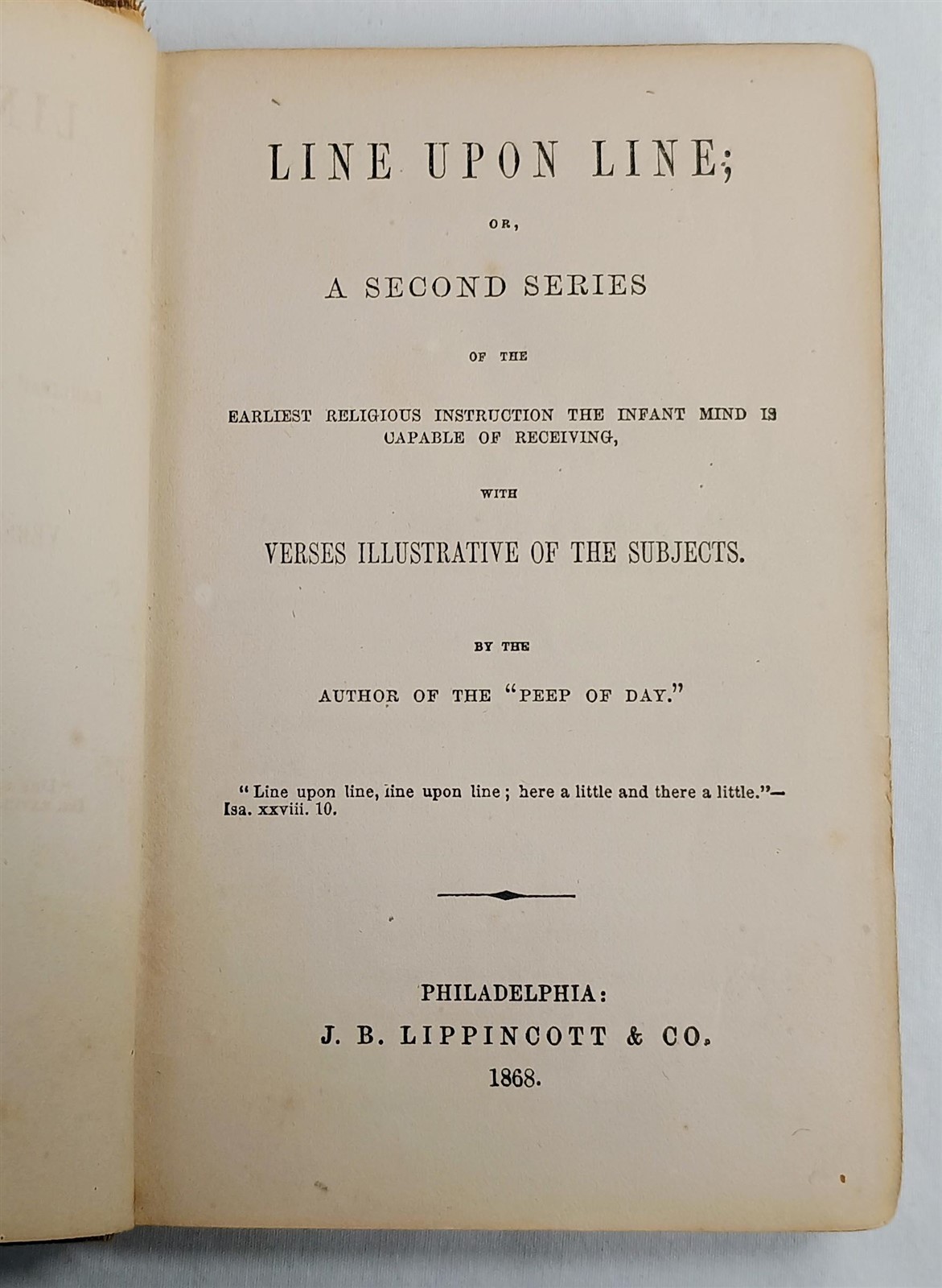 Line Upon Line Second Series Earliest Religious Instruction 1868 Antique Book