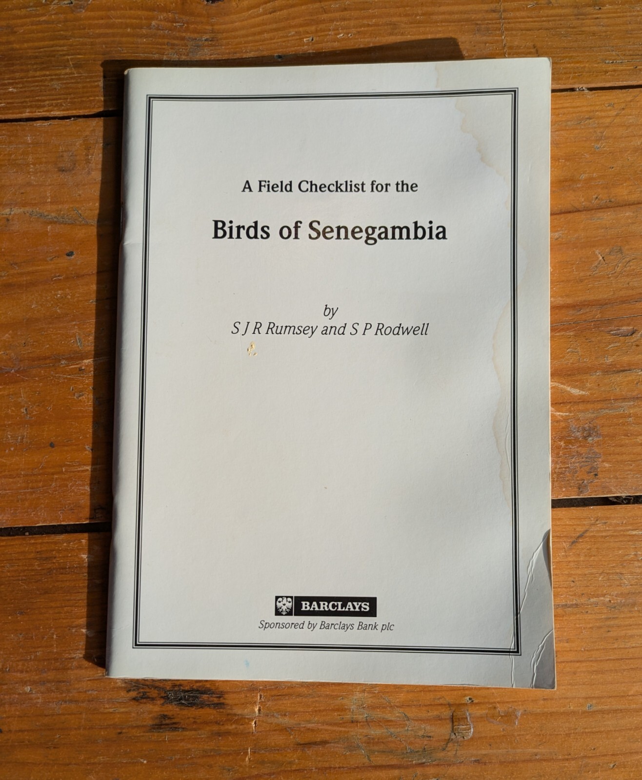 Field Checklist to the Birds of Senegambia. Rumsey & Rodwell 1992 Gambia Senegal