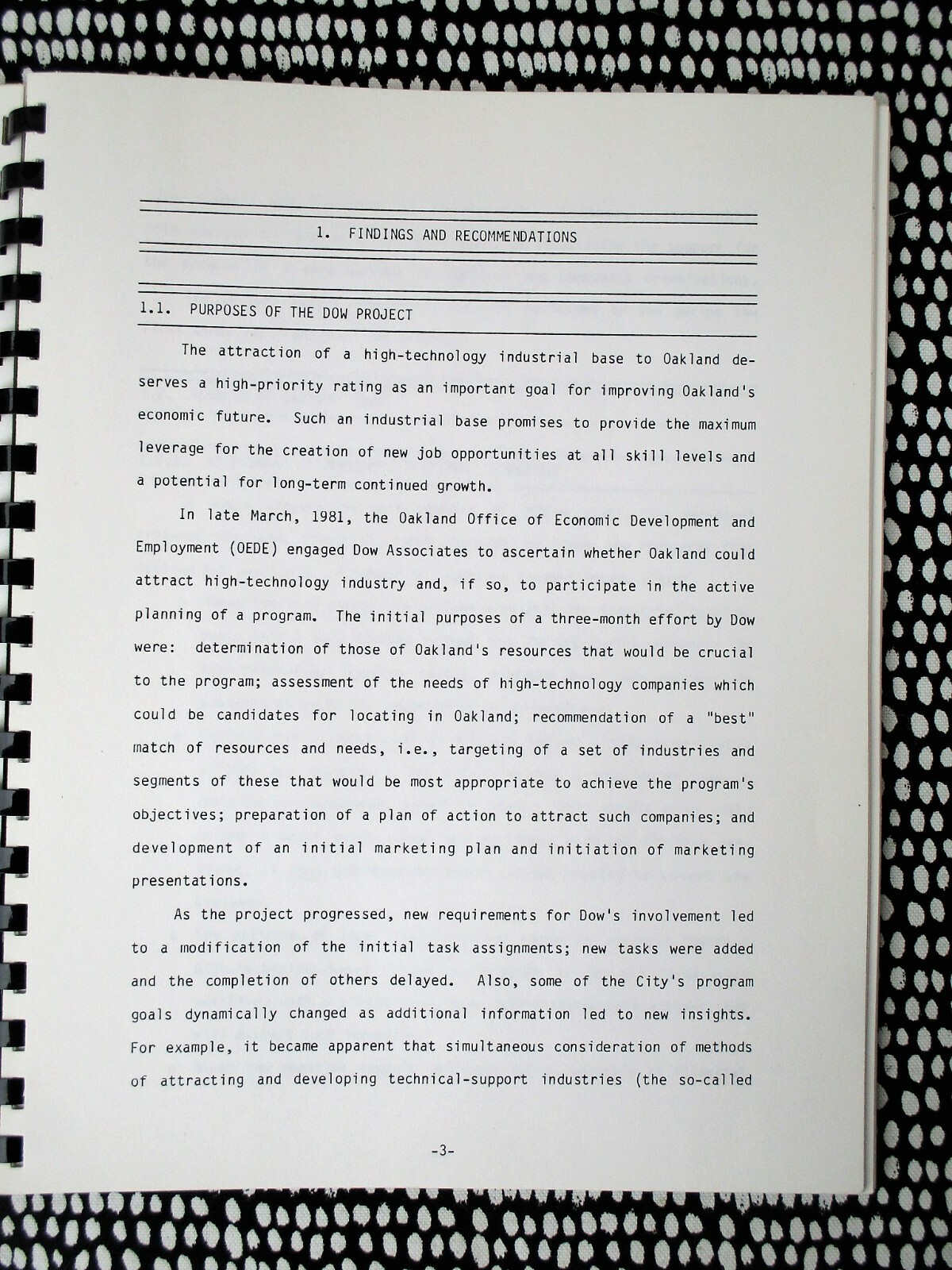 1981 ATTRACTING HIGH-TECHNOLOGY to OAKLAND California REPORT & ACTION PLAN