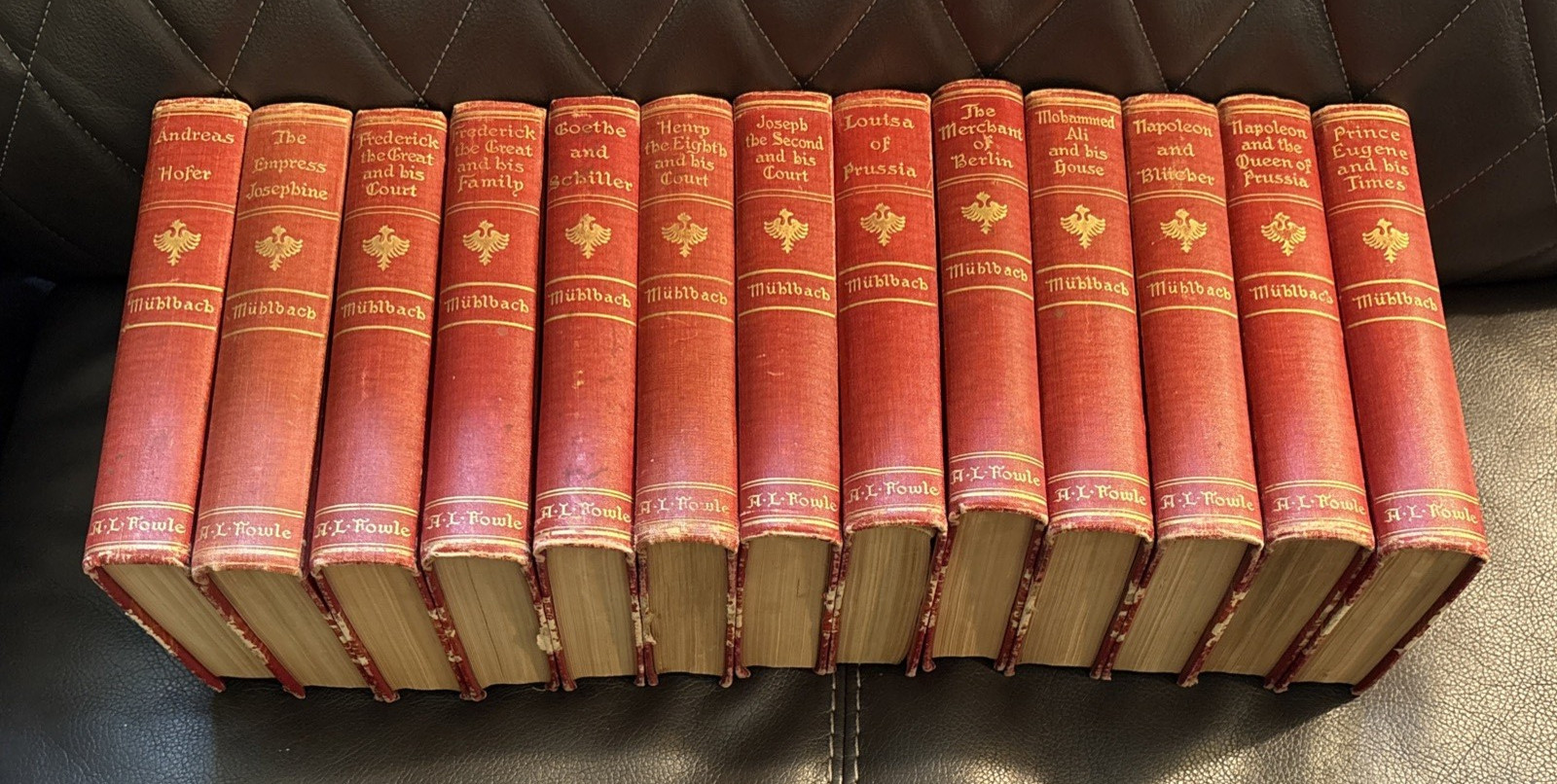 Lot of 13 Antique 1906 Louisa Muhlbach Red Hardcover Books A.L. Fowle in English