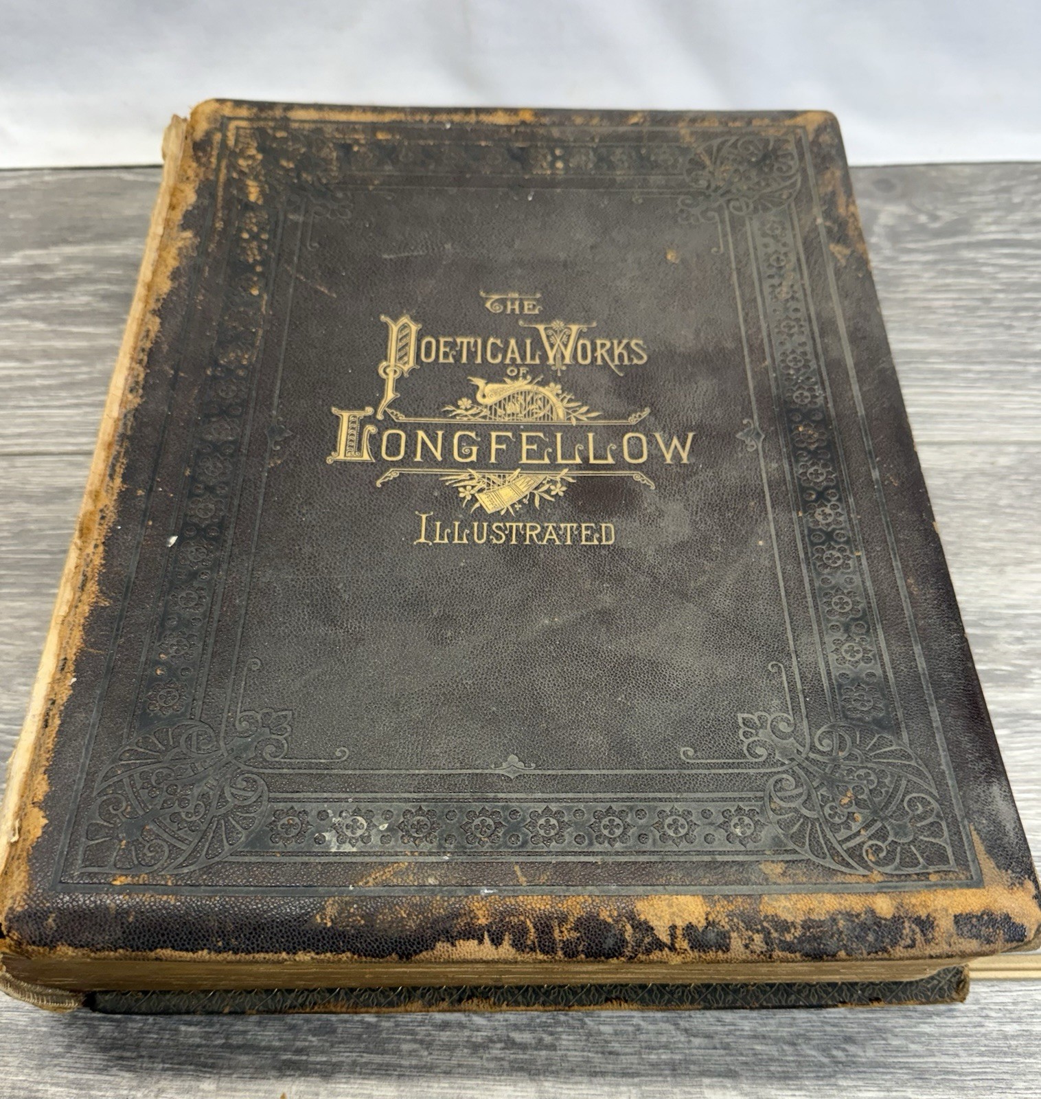Antique Poetical Works of Longfellow Illustrated 1879 Volume I ~ Leather Large