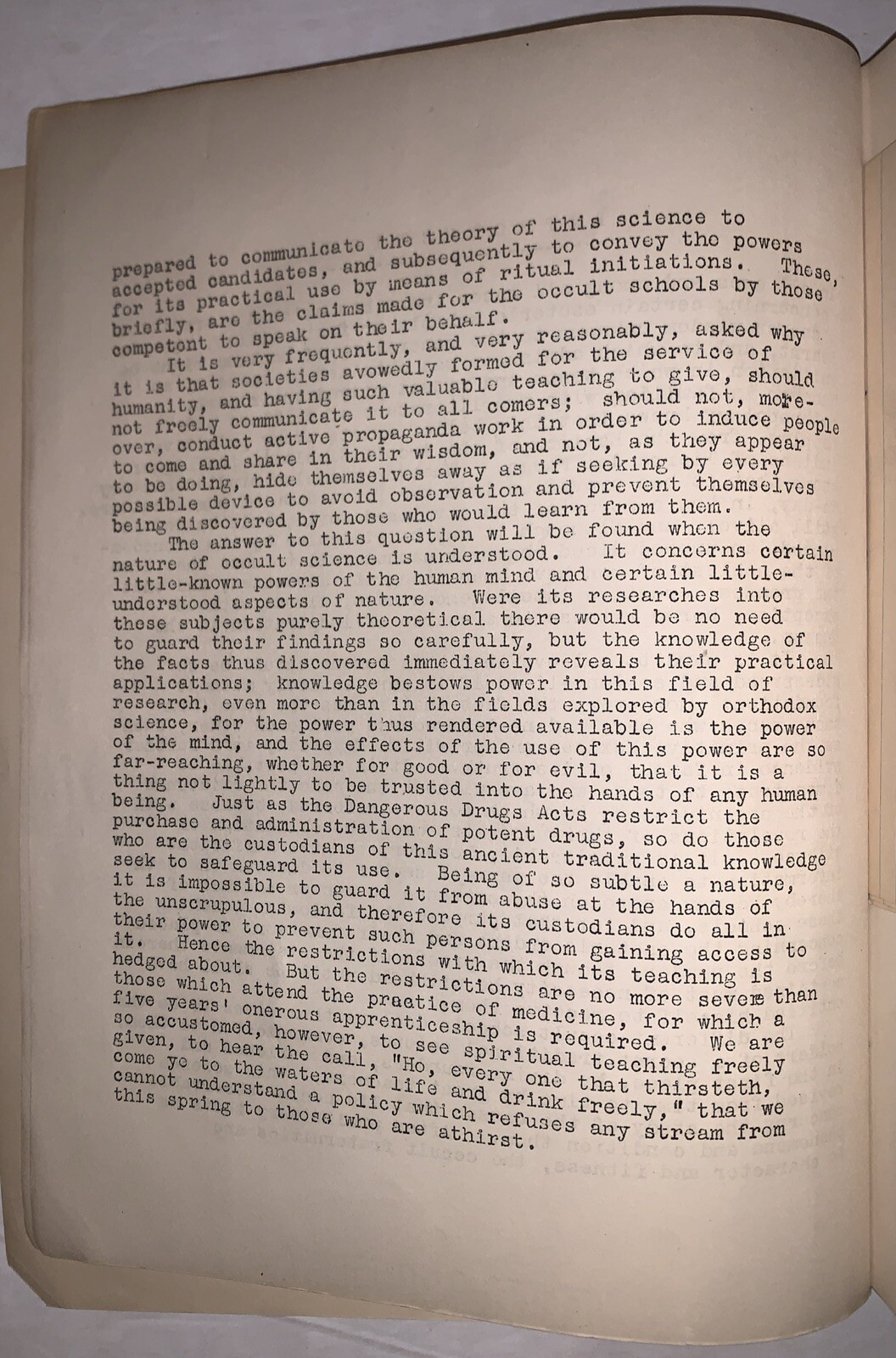 c.1950, TYPESCRIPT, DION FORTUNE, THE ESOTERIC ORDERS AND THEIR WORK, OCCULT