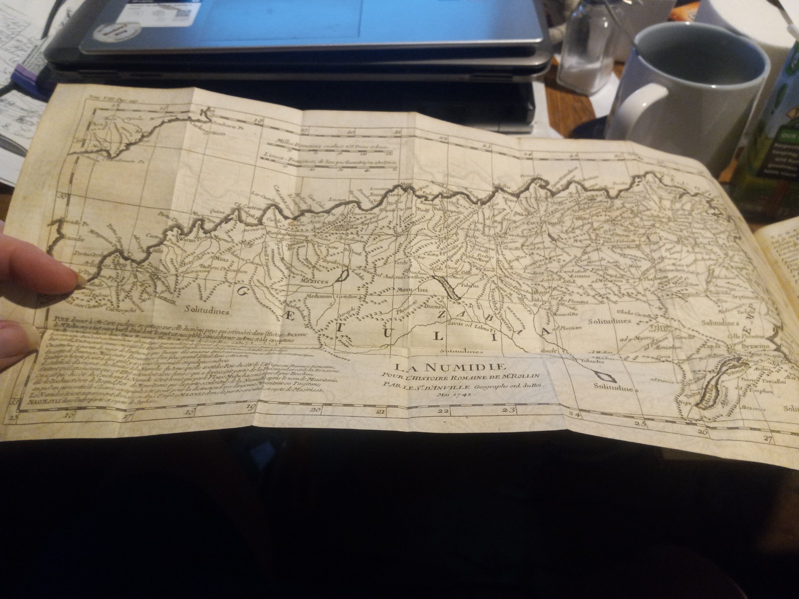 1782 HISTOIRE ROMAINE BY M ROLLIN FULL LEATHER VOLUME 8 ONLY, W/MAP OF ALGERIA