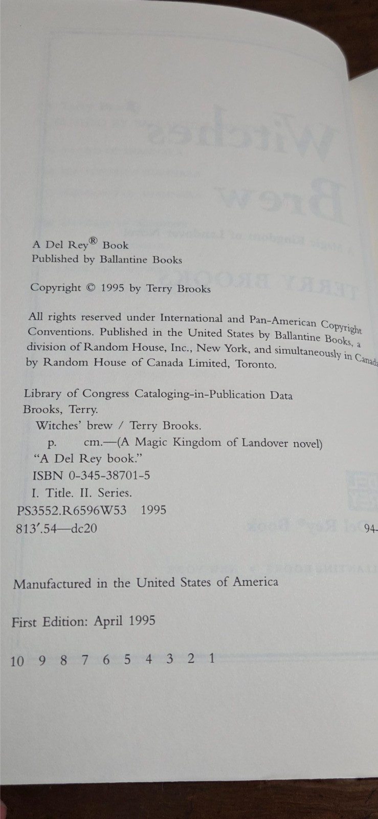 Witches‘ Brew by Terry Brooks 1st Edition 1st Print Magic Kingdom of Landover