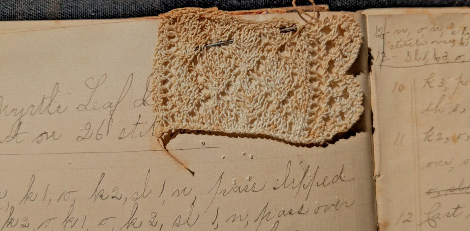 1896 Handwritten Lace & Knitting Pattern Book • Gina Burns SF • Samples Included